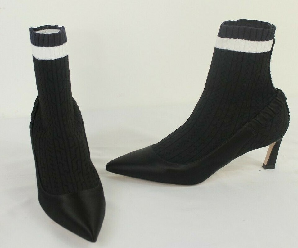 Stuart Weitzman Black Bling Rhinestone Silk Satin Sock Pump Bootie Women’s 37/ 7