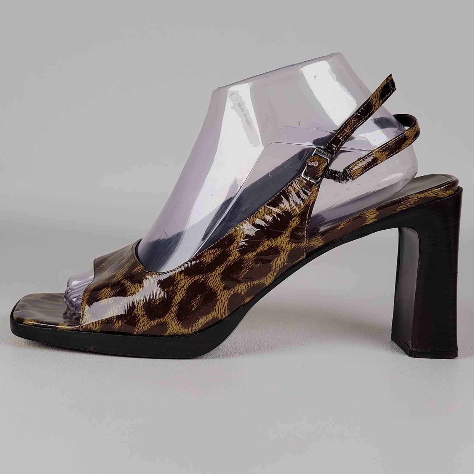 Via Spiga Leopard Print Slingback Sandals Women’s Block Heel Italy Size 9.5 eu40