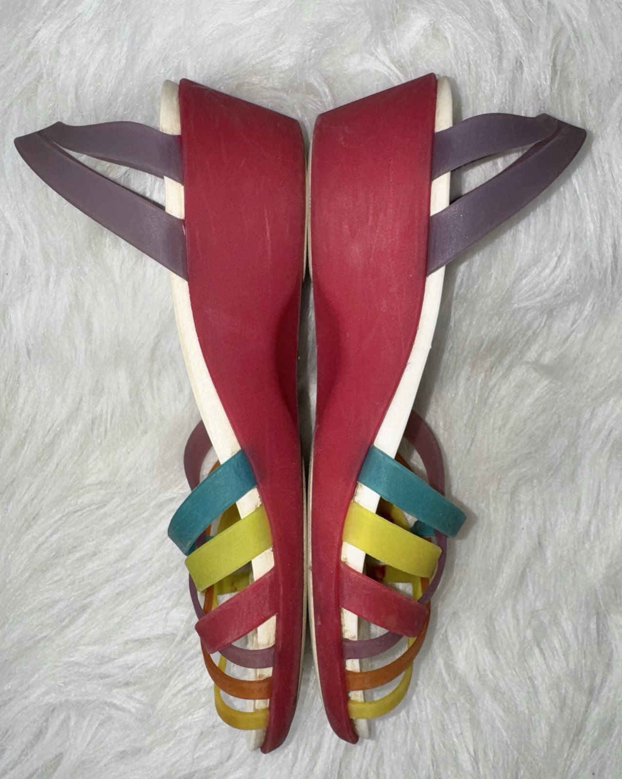 Crocs Isabella Huarache Womens Size 7 Wedge Strappy Jelly Multi Color Sandals