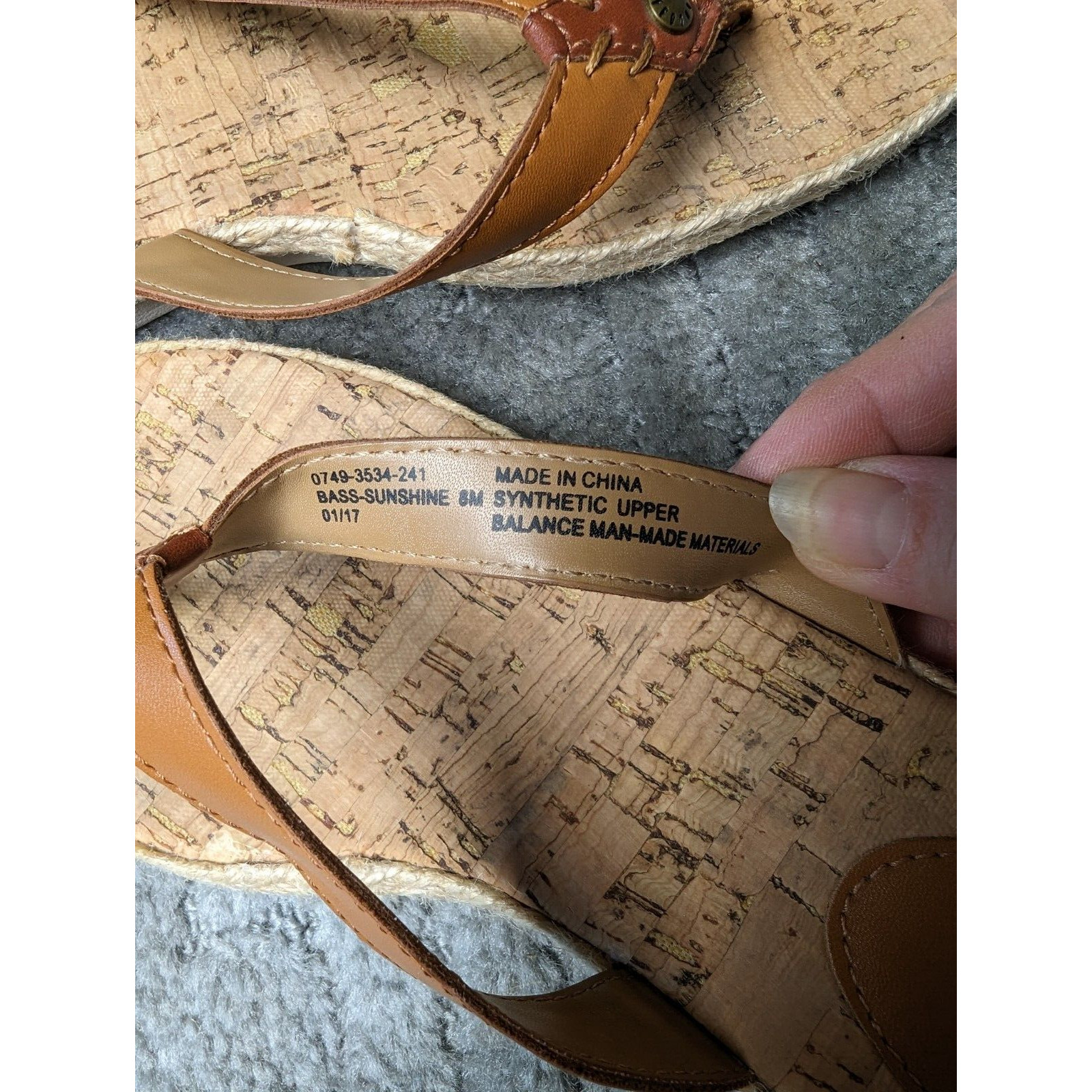 Bass Sunjuns Sunshine Cork Sandals WOMENS SIZE 8M comfy casual travel summer