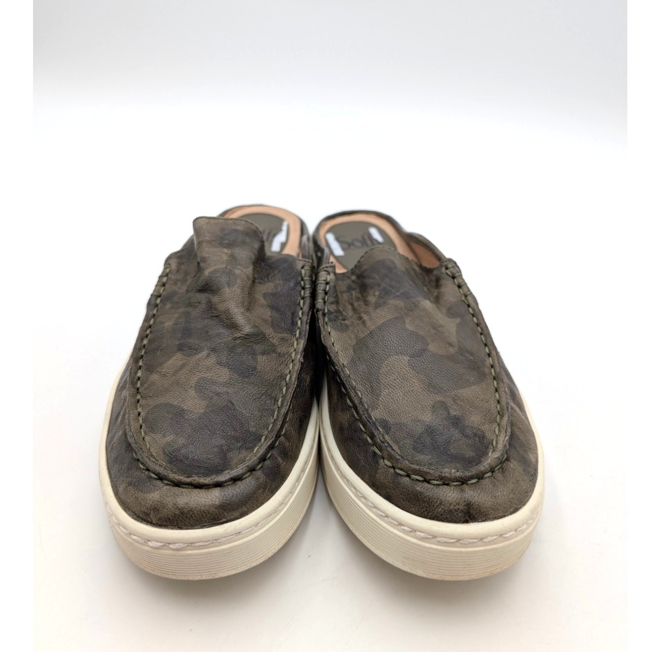 SOFFT Somers III Slide Camo Slip-On Leather Sneaker Mule Women’s Olive Size US9M