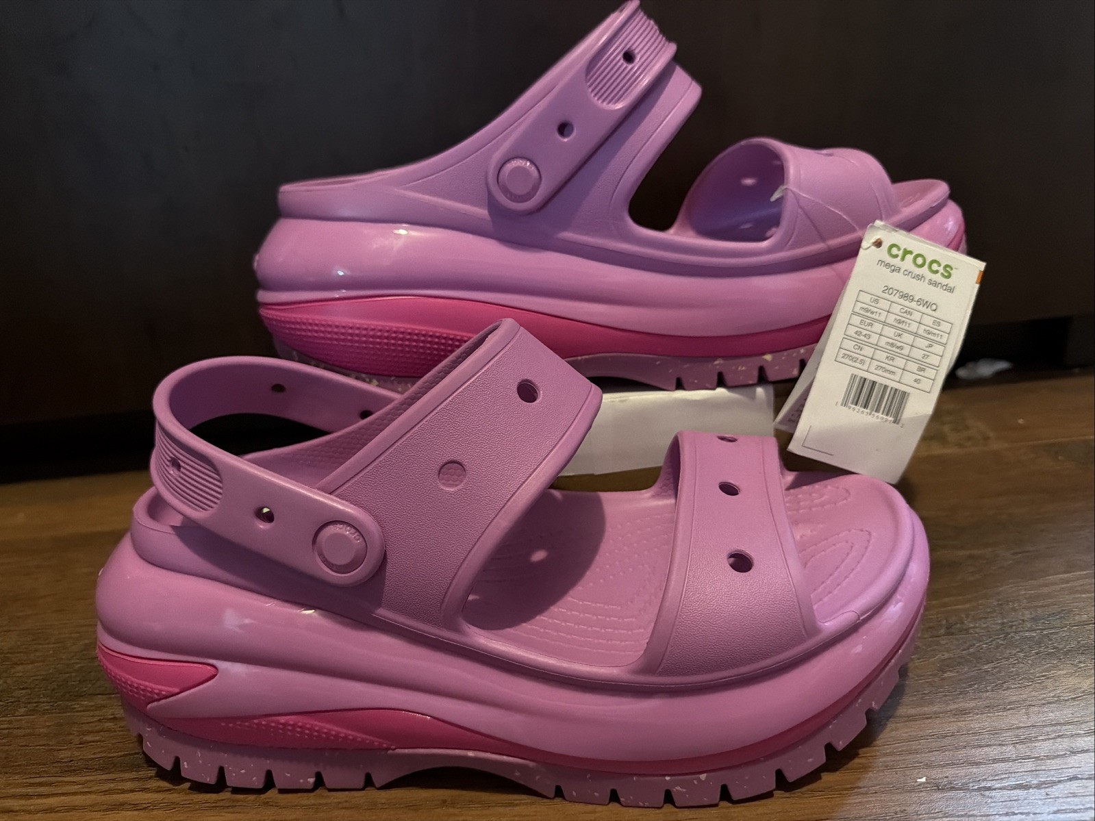 Crocs Mega Crush Sandal Platform Slides Purple Pink Womens 11 Chunky