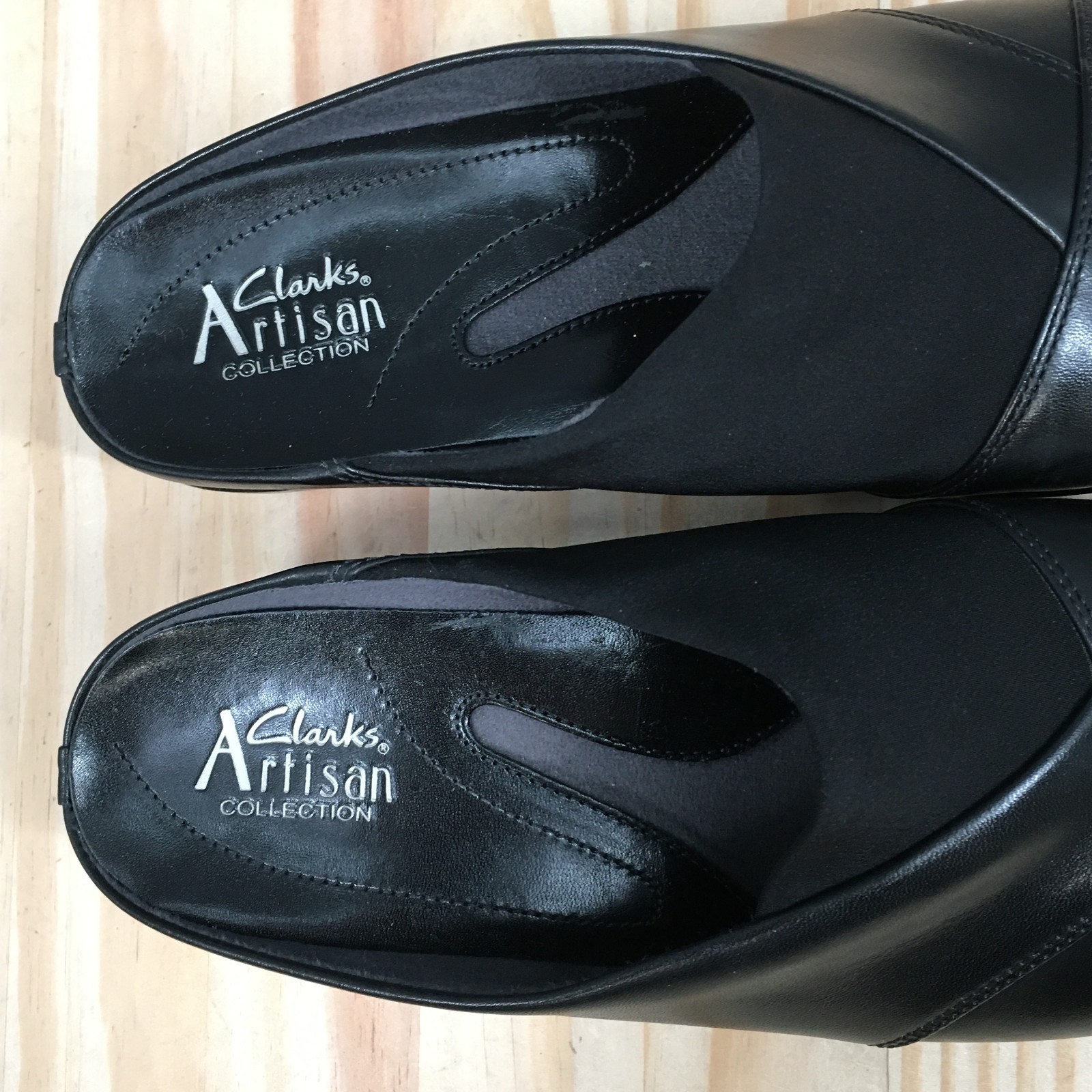 Clarks Artisan Tyler Mules Clogs Shoes Womens 7XW Extra Wide Black Leather NEW