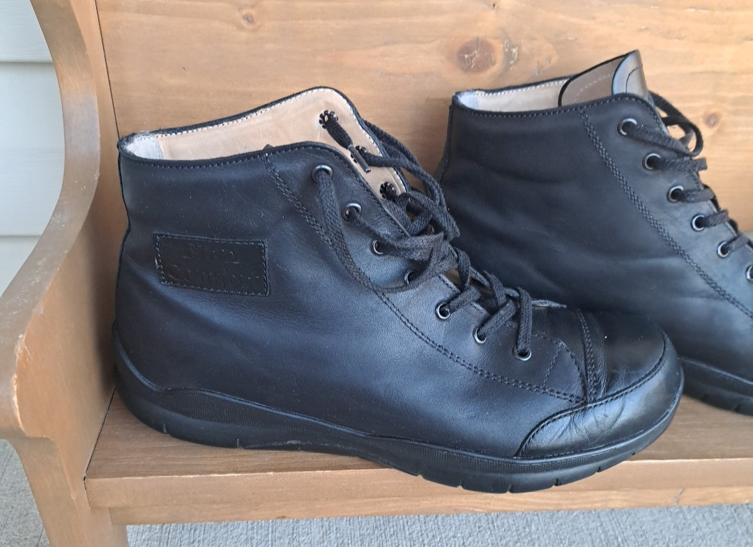 Finn Comfort Leather High Top Boots Sneakers Black Unisex W 9.5 / M 7.5 Germany