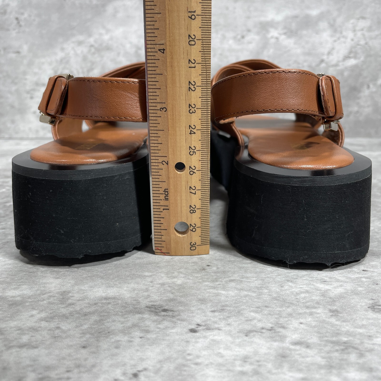 Maeve The Chrissy Brown Leather Platform Sandals Ankle Strap Open Toe US 9-9.5