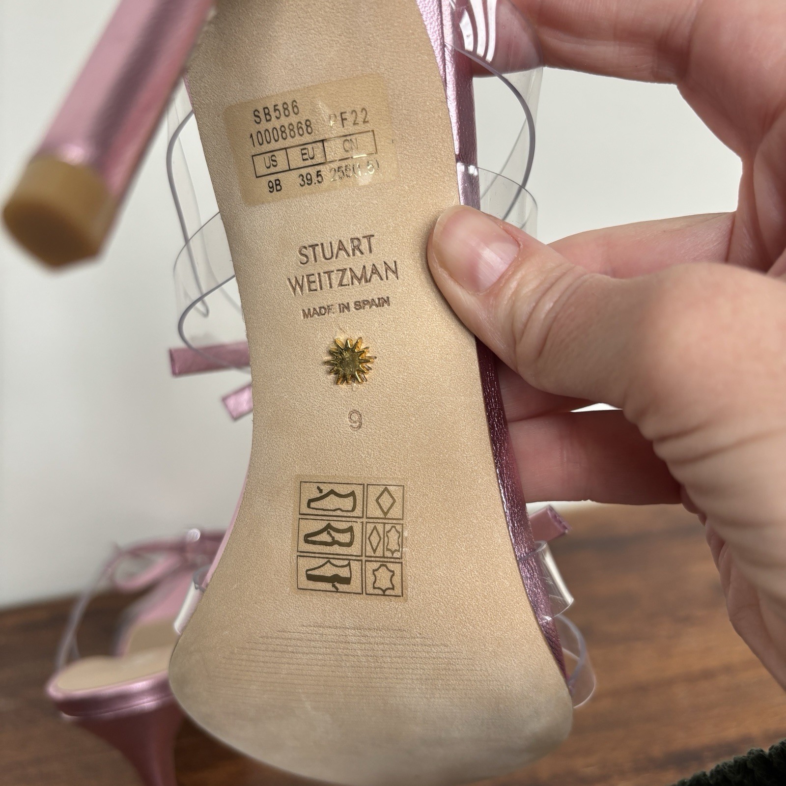 New! STUART WEITZMAN Womens Pink Bow 100 Toe Stiletto Slip On Heeled Sandal 9 B