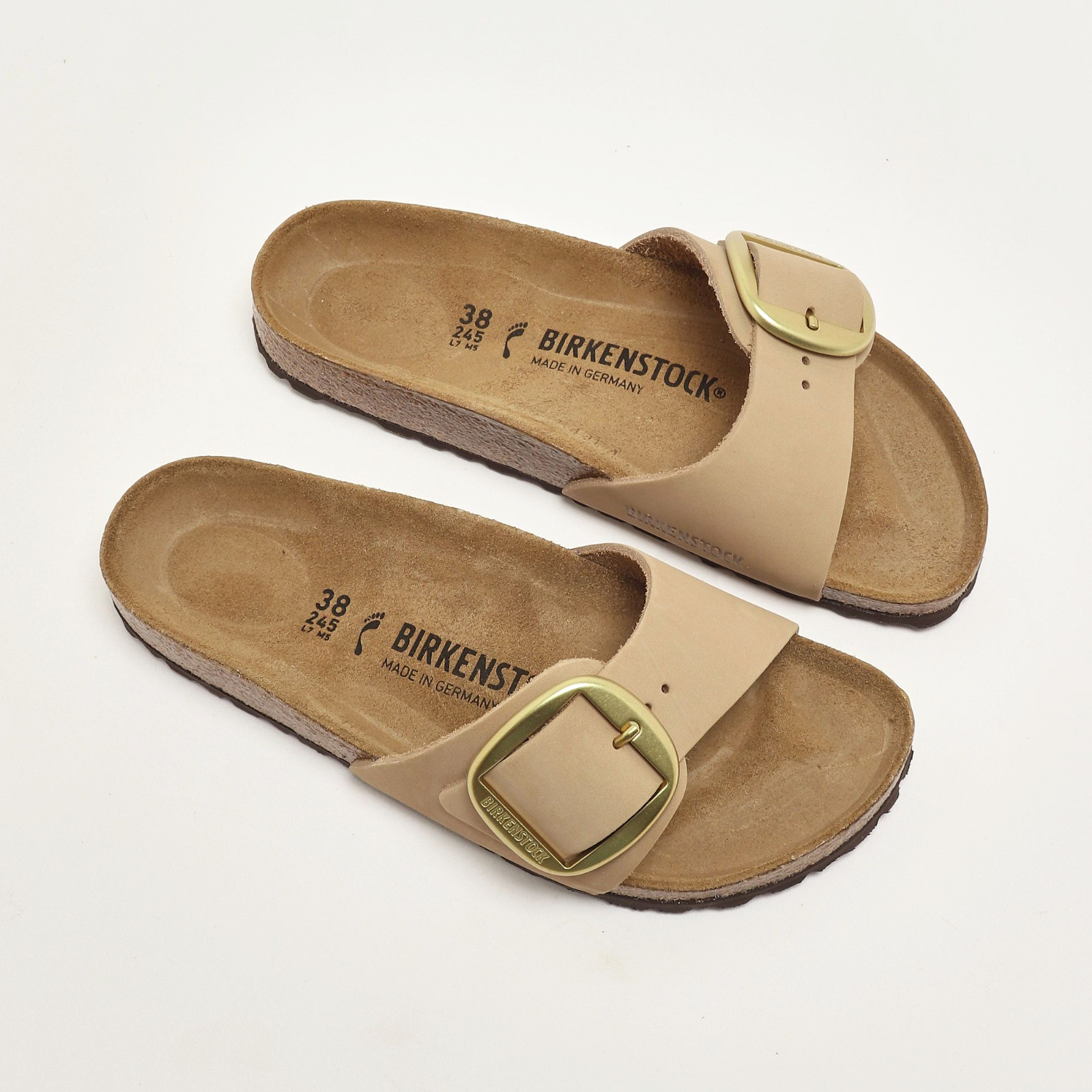 Birkenstock Madrid Big Buckle Nubuck Leather Women’s Sandcastle Sandals EU37-41