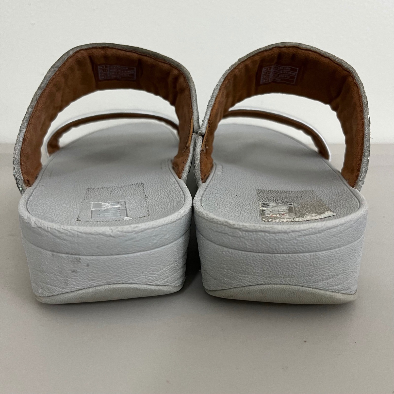 FitFlop Glitter Slide Sandals Womens 11 Microwobbleboard Platform Bling Resort