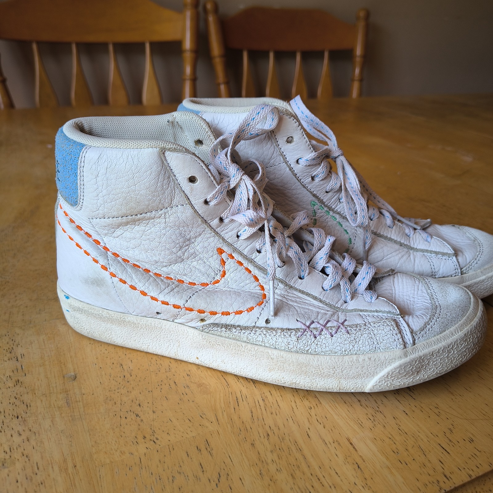 Nike Blazer Mid 77 DX2350-100 Womens White Orange Green Sneakers 2022 Sz 9 Retro