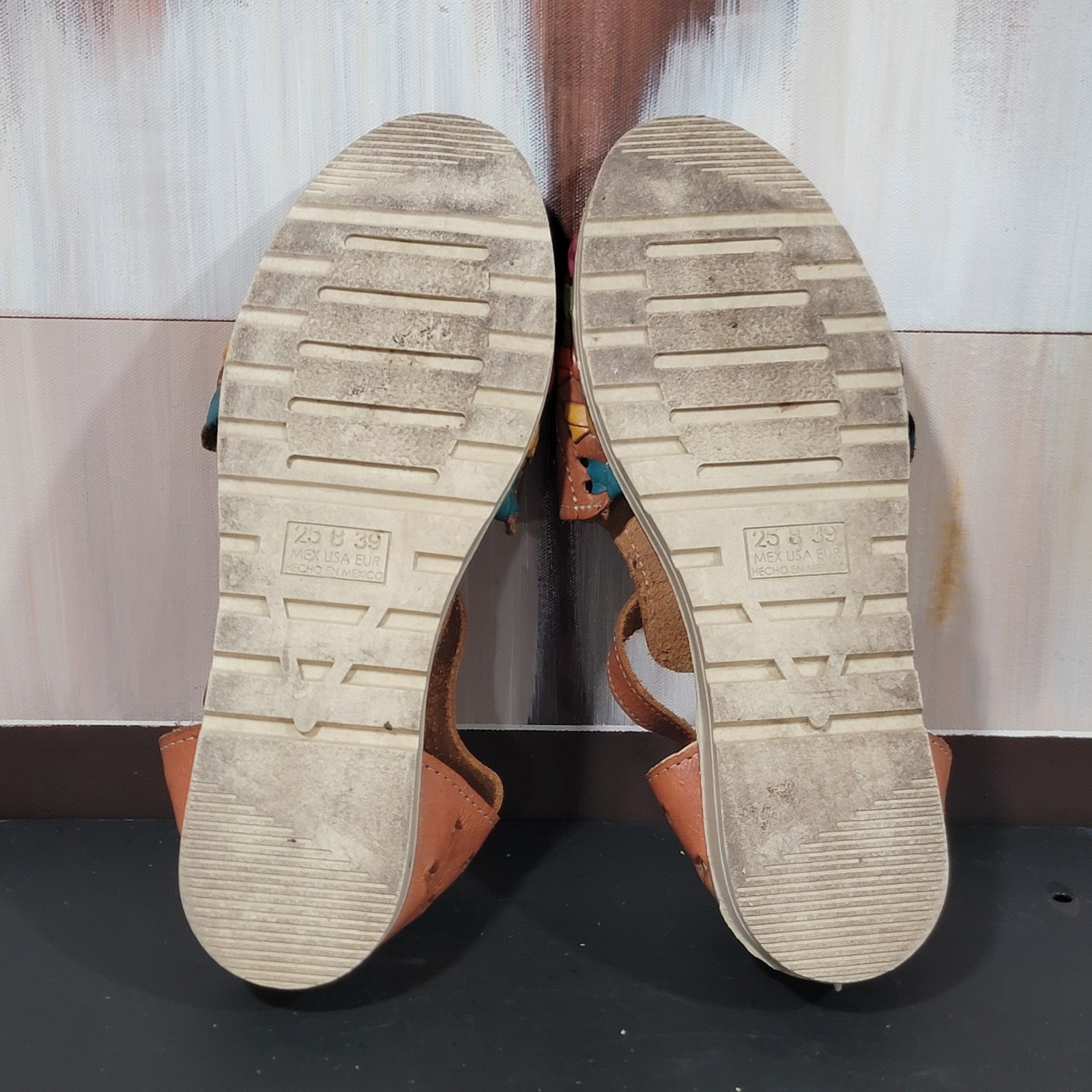 Coloful Wedge Sandals Made In Mexico Size US 8 Bohemian Hippie Retro Y2K