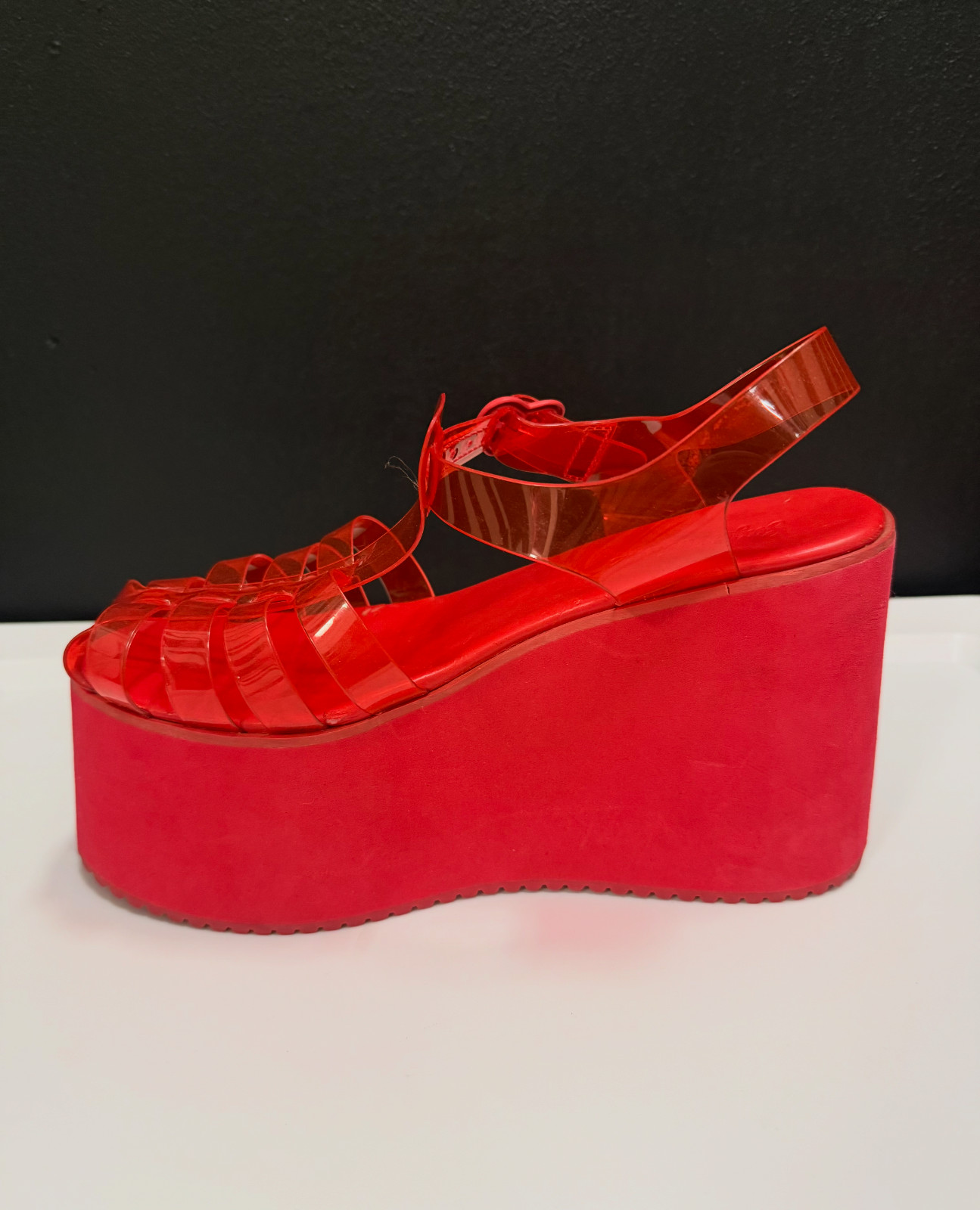Cherry Sugar Rush Red Foam Platform Jelly Sandals Sugar Thrillz Dolls Kill Y2K