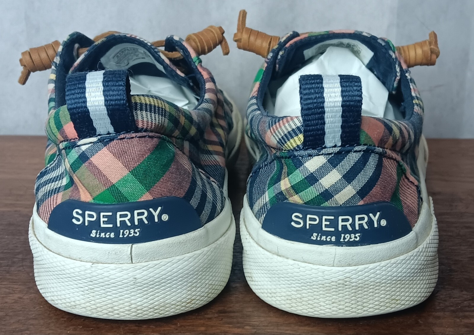 Sperry Pier Wave LTT Plaid Canvas Sneak Boat Shoes Women 9 STS85163