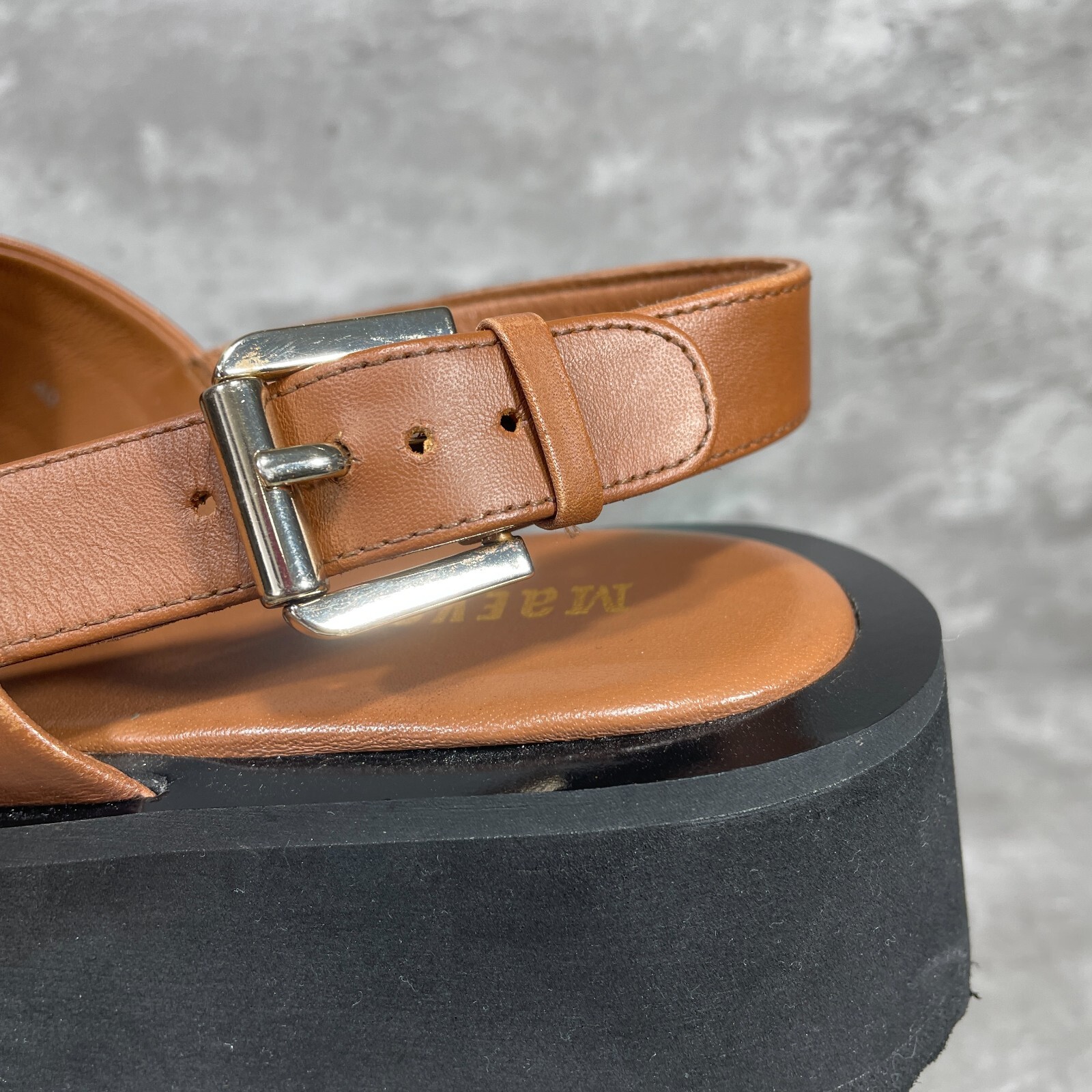 Maeve The Chrissy Brown Leather Platform Sandals Ankle Strap Open Toe US 9-9.5