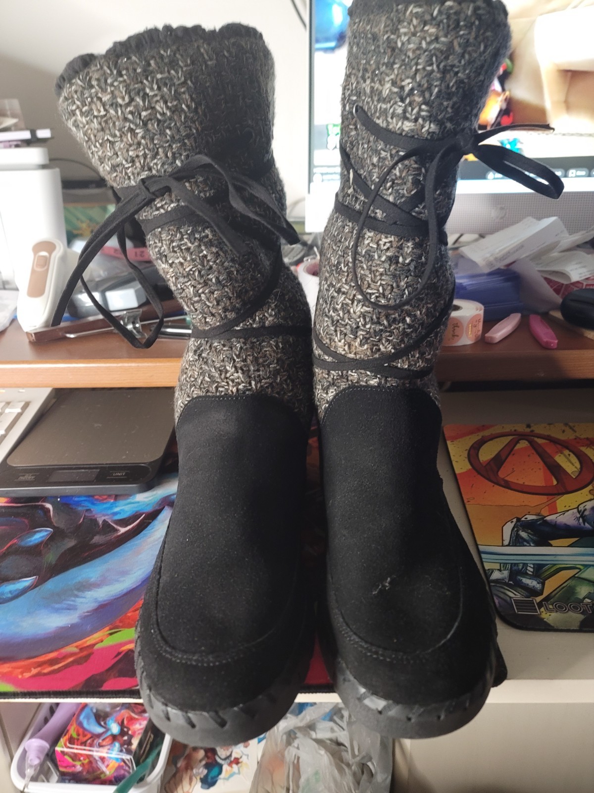 Muk Luks Winter Snow Boots Womens 10 Flexi New York Black Round Toe Faux Fur