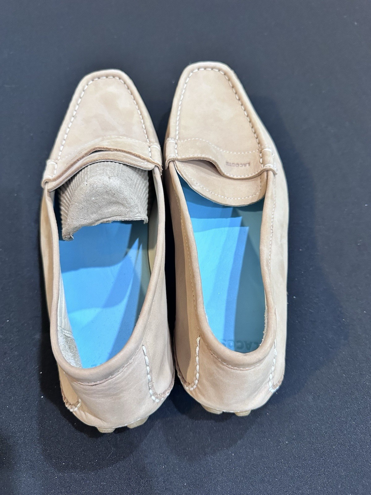 Lacoste Roxbury Nubuck Leather Women’s Driving Flat Loafer – 9 1/2 Tan Shoes