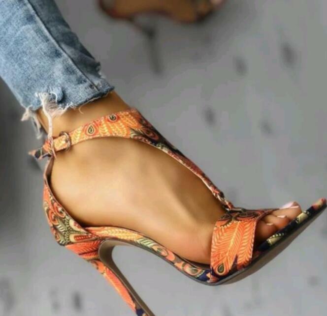 Women Summer Open Toe Sandals Shoes Stiletto Heel Cocktail Party T-Strap Heels
