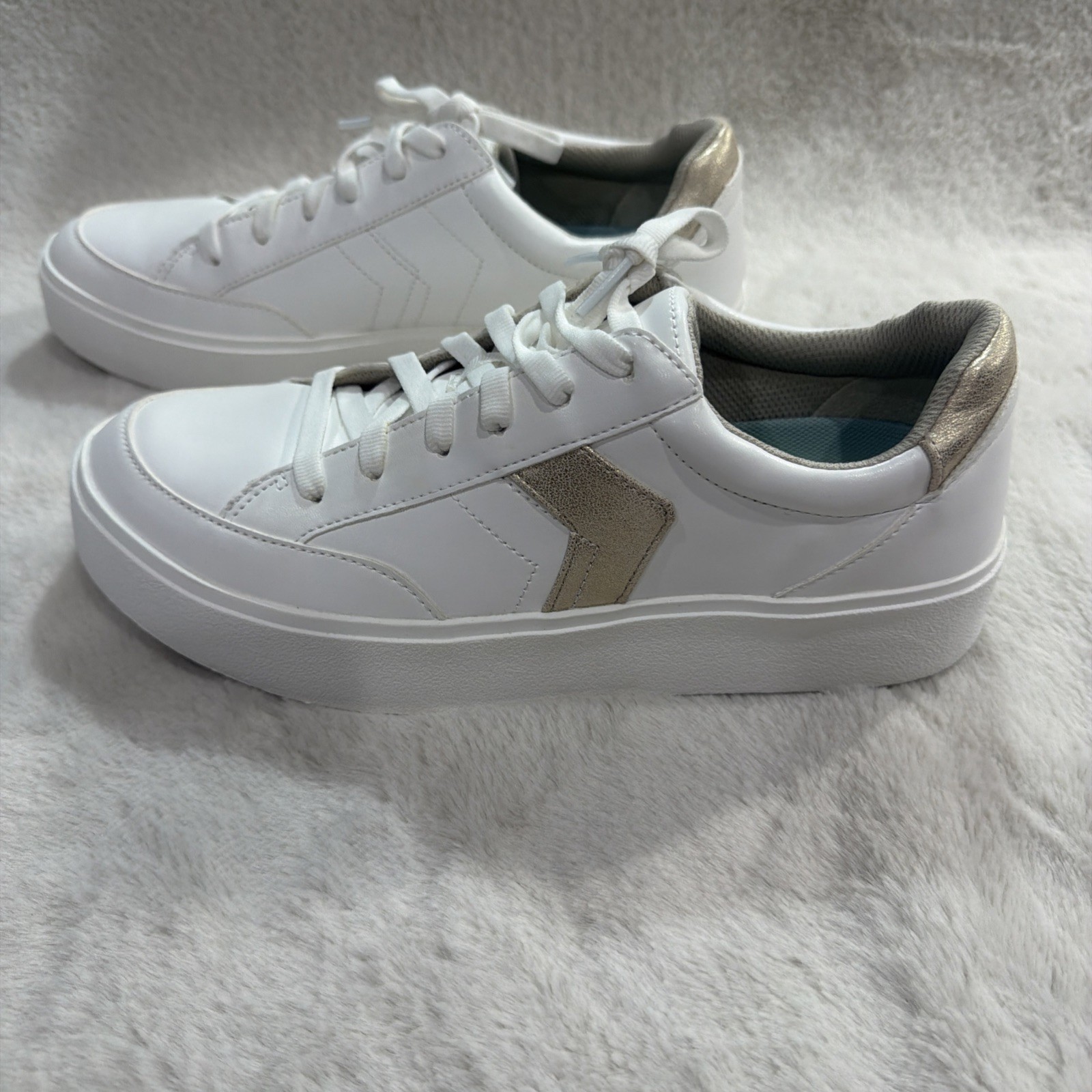 Dr Scholls Madison Lace White/Gold Fashion Sneakers Women’s Sz 9.5 M NWB