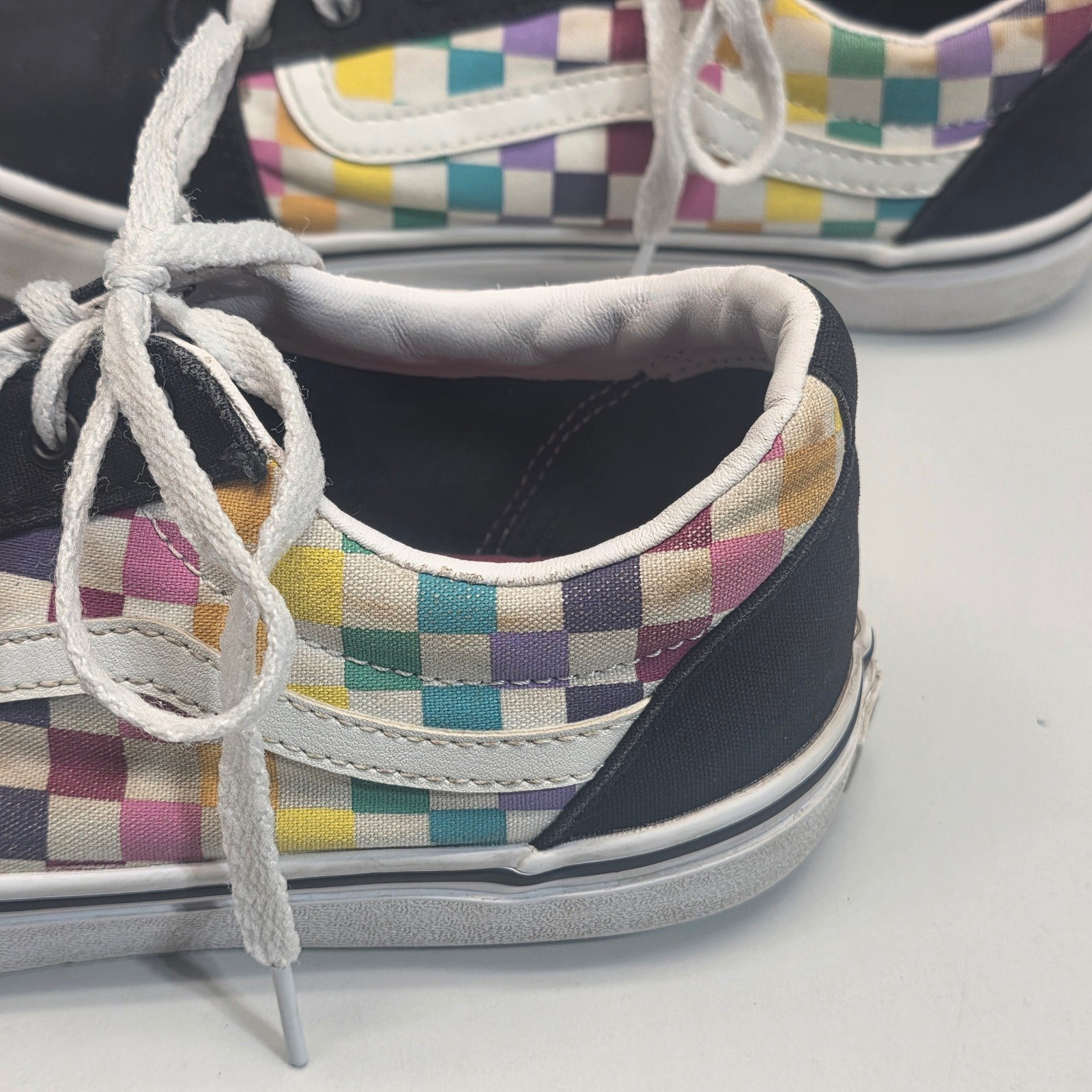 Vans Old Skool Rainbow Checkerboard Black Sneakers Skate US Missy 6.0 500714