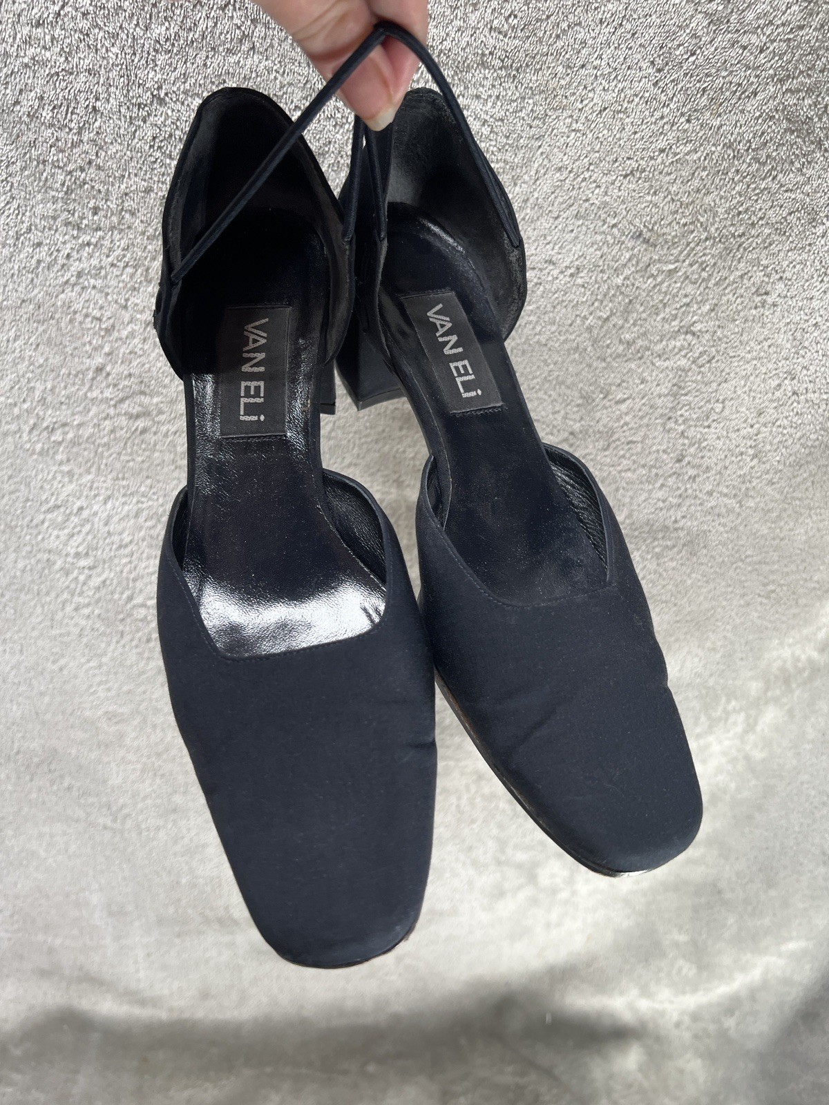 Vtg 1990s Vaneli Women’s 8 N Navy Square Toe Block Kitten Heel Dress Shoes Pumps