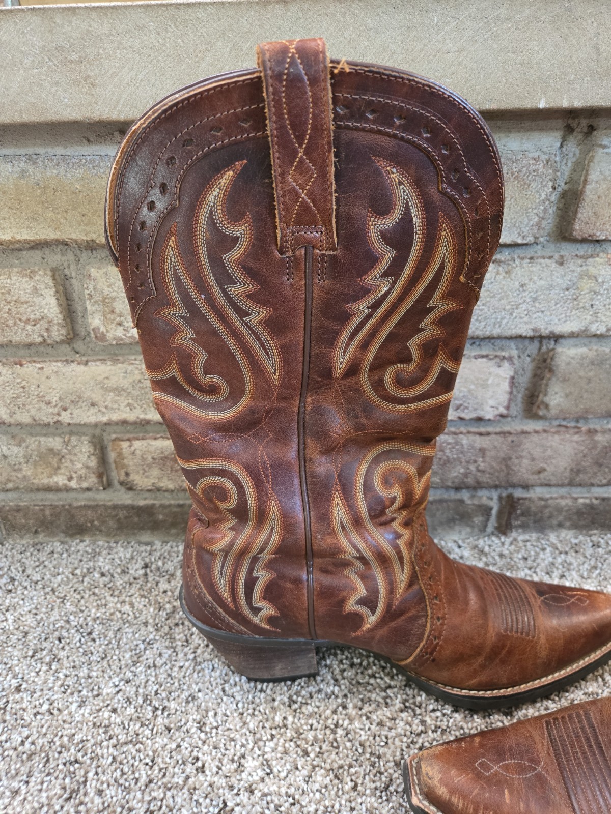 Ariat ATS Brown Leather Western Cowboy Boots Womans Sz 9.5B 10005908 Snip Toe