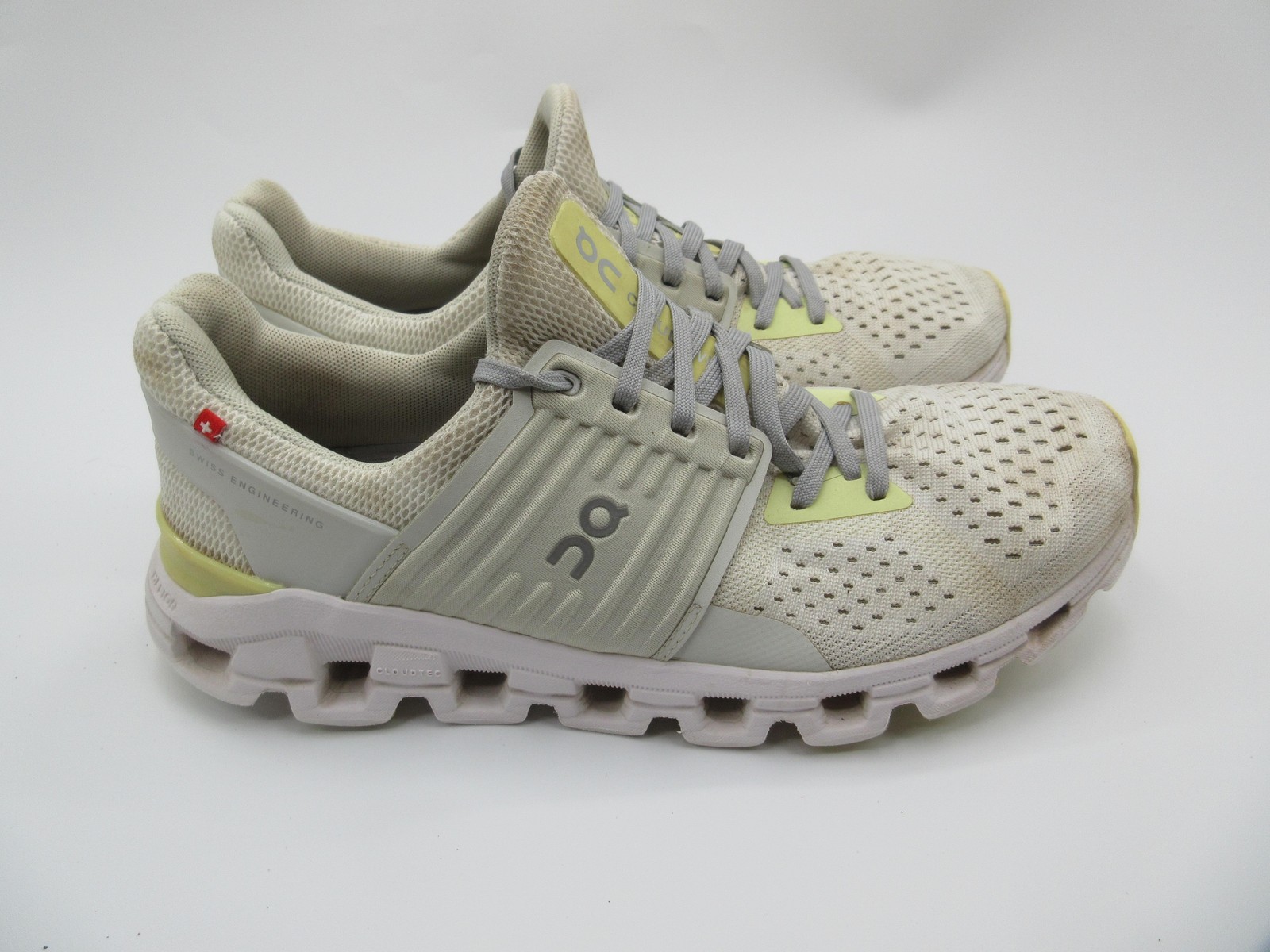 On Running Cloudswift Shoes Womens Size 7.5 Beige Gray Lime Sneakers CloudTec