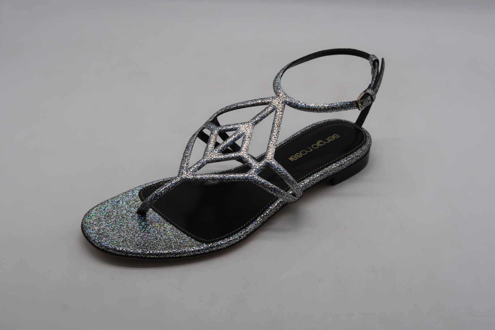 $650 SERGIO ROSSI Scarpe Donna Glitter Flat Women’s Sandal US 6 IT 36 Italy NEW