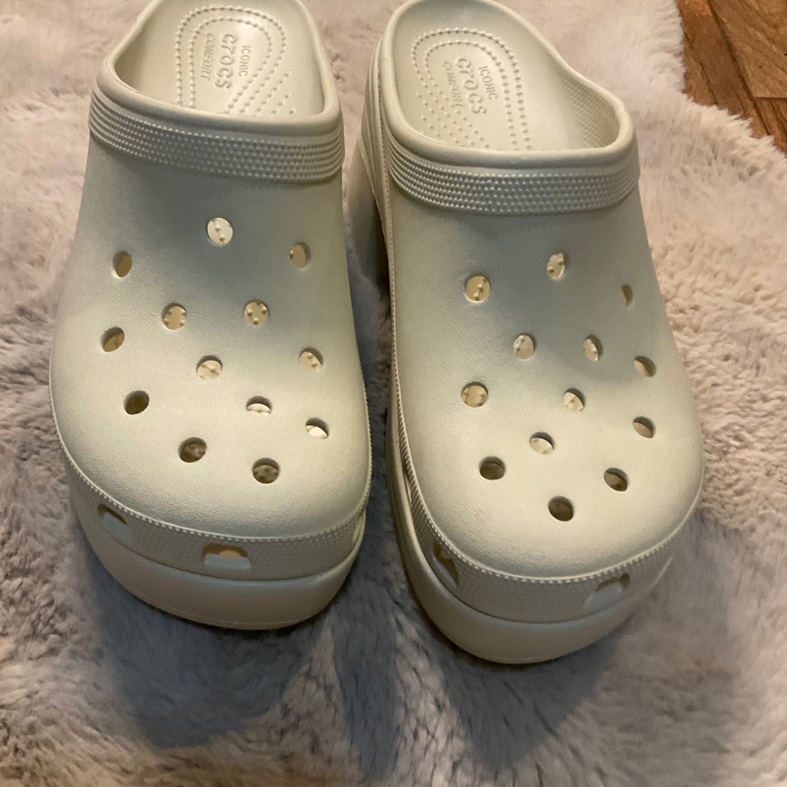 Crocs Siren Platform Clogs Bone Ivory Color Unisex W 12 M 10 High Heel