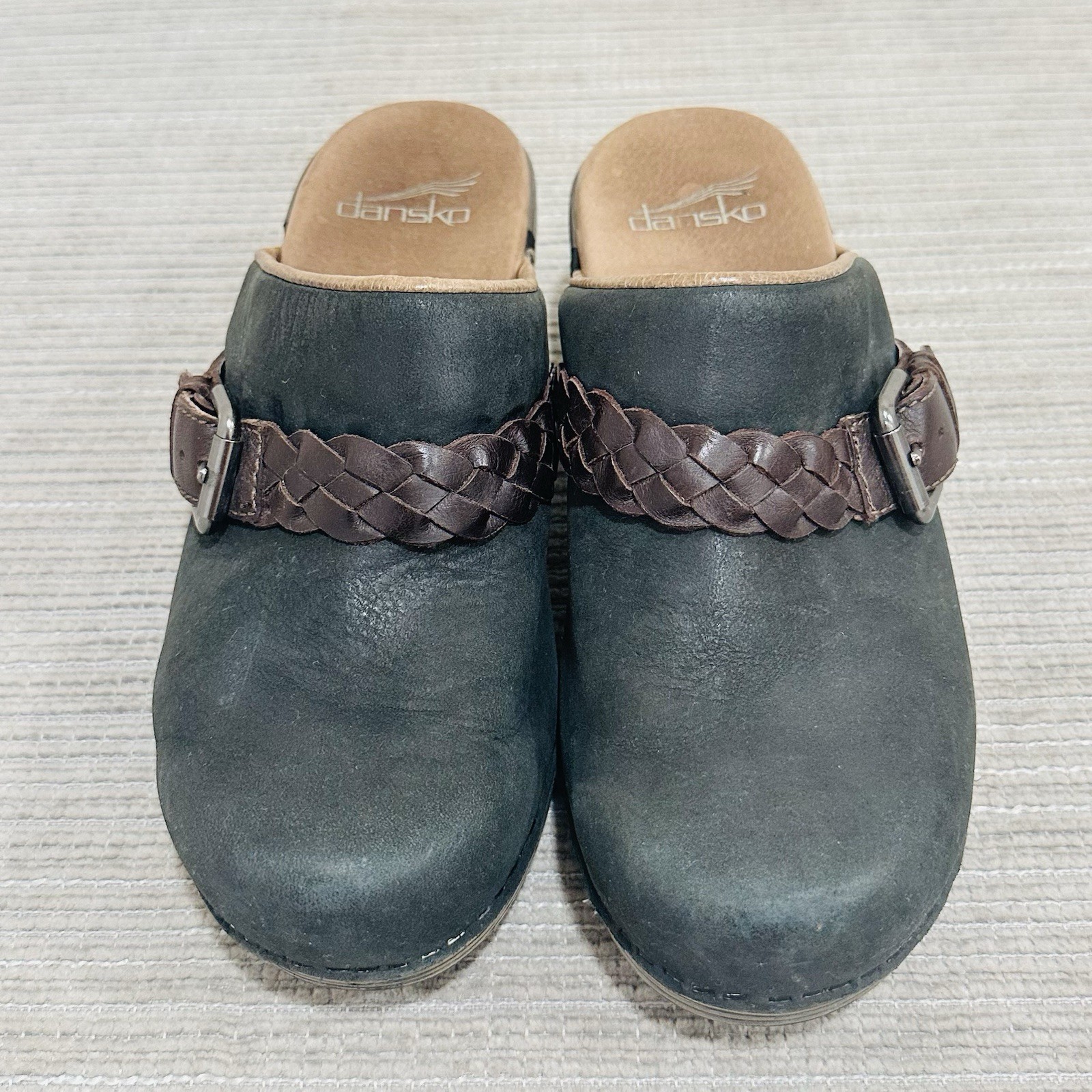 Dansko Melanie Mules Clogs Black Leather Braided Buckle Women Eu 36 ( 5,5-6 US)