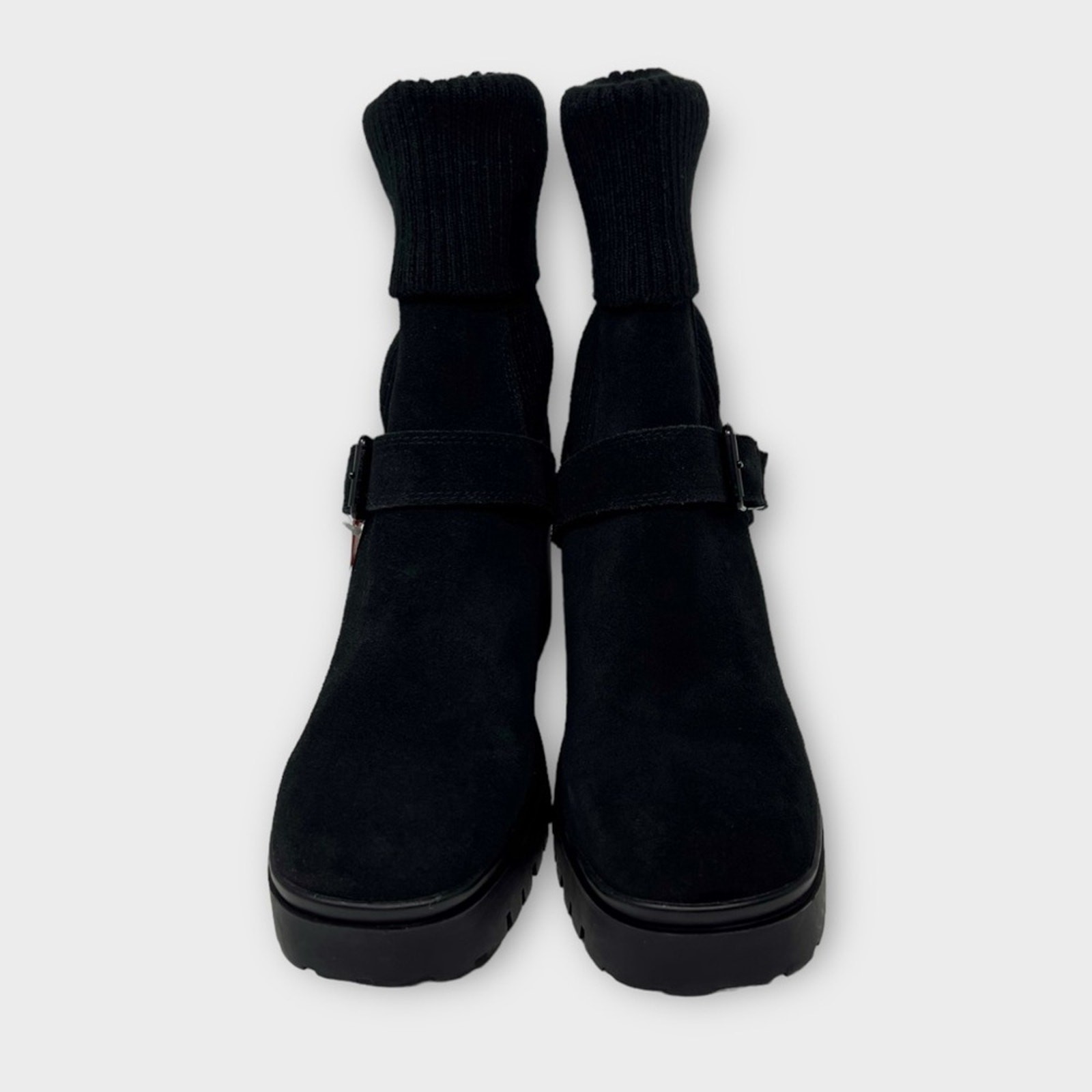 Blondo Remi Waterproof Stretch Knit Lug Bootie in Black Suede Size 10 NEW