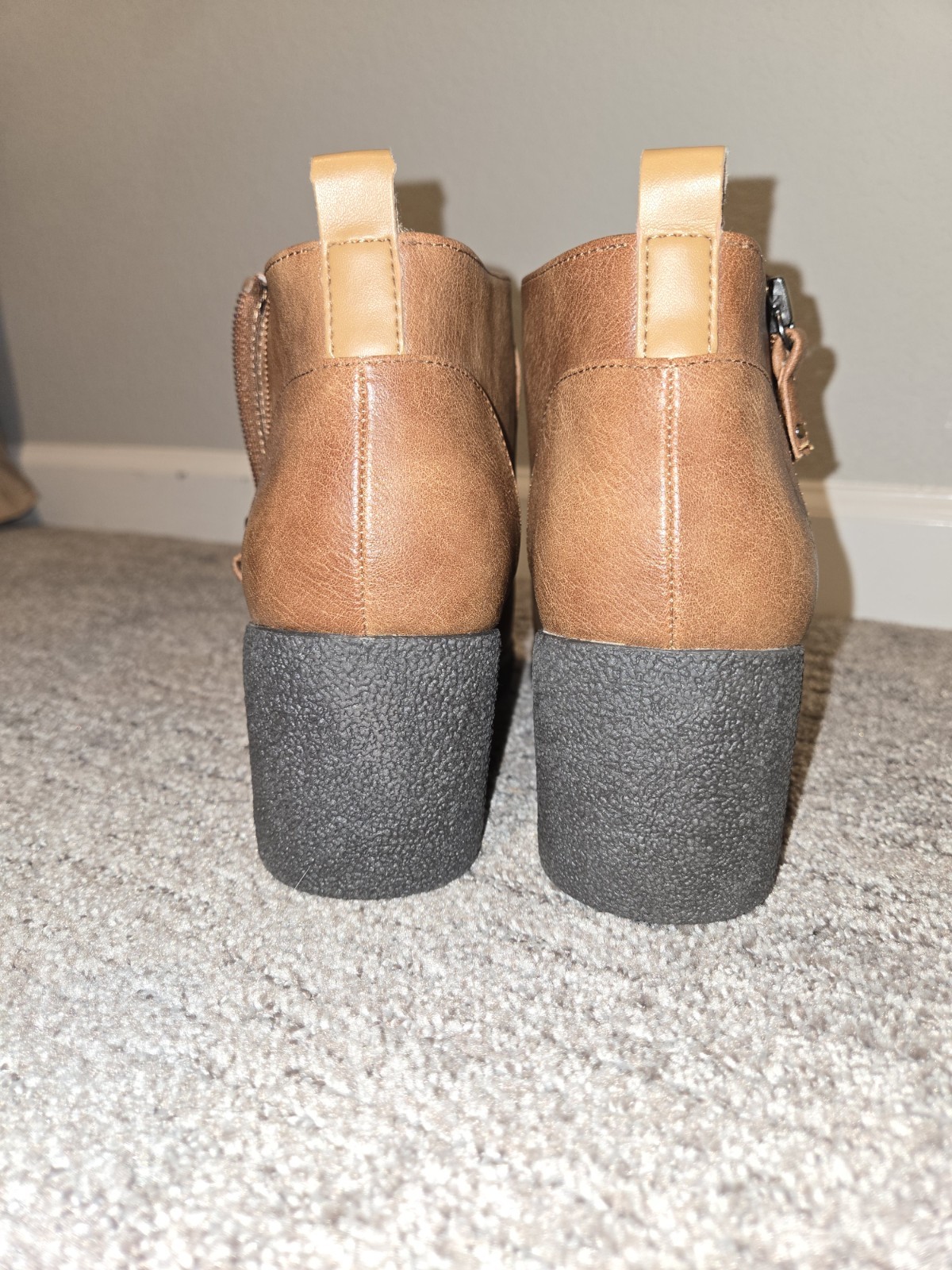 Dr. Scholl’s Bianca Brown Leather Ankle Bootie Zip Wedge Round Toe US 10M