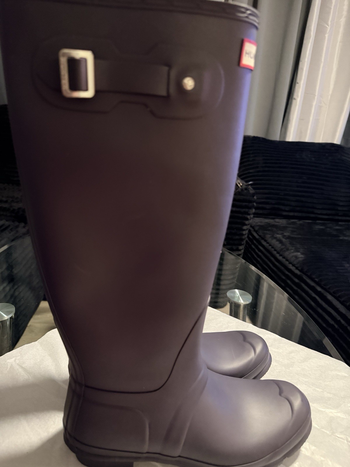 Hunter Original Tall Rain Boots Dark Purple Plum Women Size 10 Waterproof EU 41