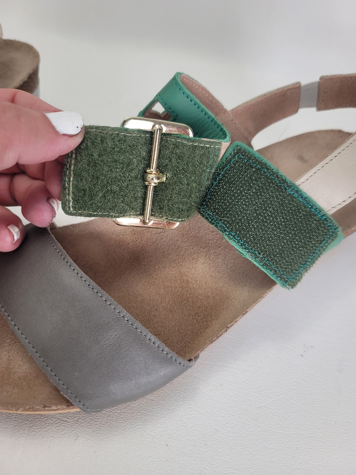 Naot Dynasty Wedge Sandal Womens Sz US 8 EU 38 Leather Memory Foam Footbed Cork