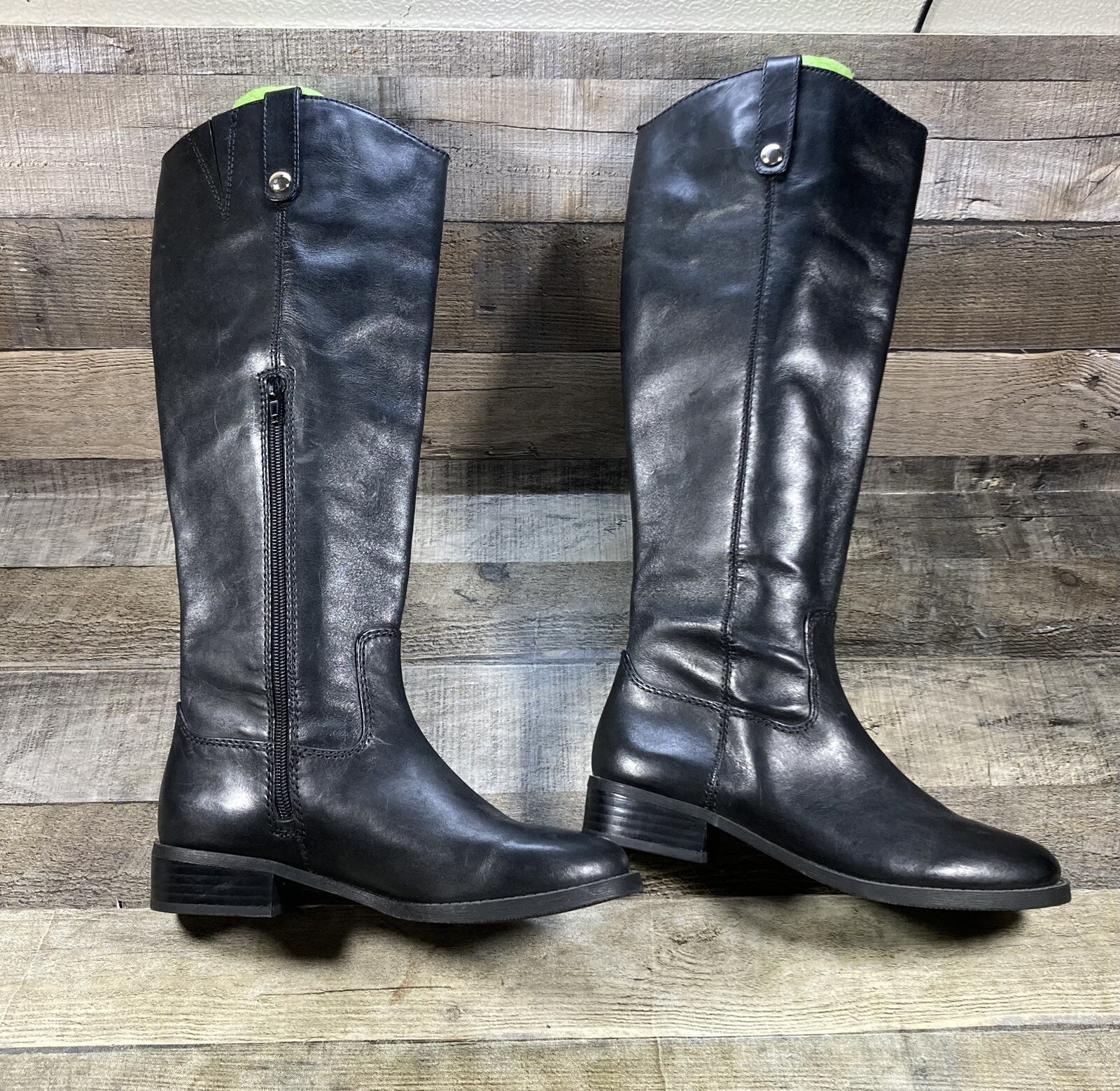 INC International Concepts Fawne Black Leather Knee High Boots Women’s US 6 M