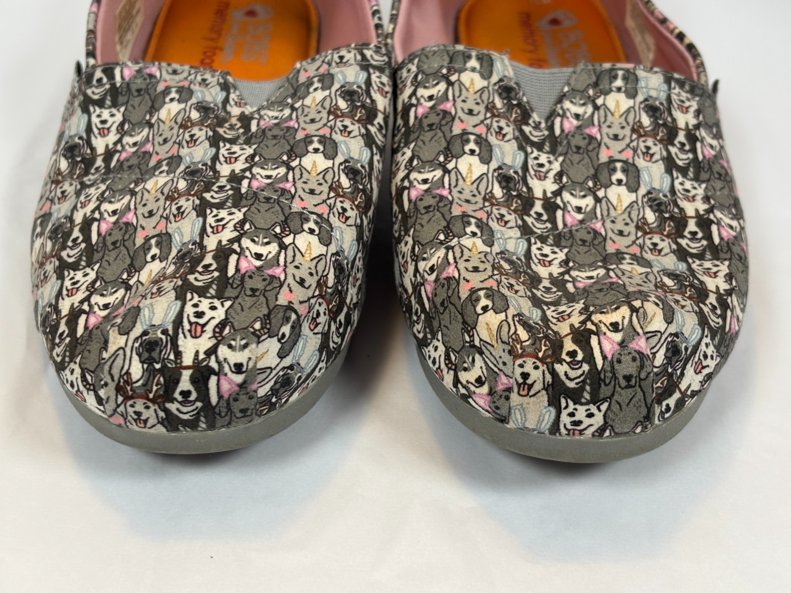BOBS by Skechers Memory Foam Slip-On Dog Print Canvas Shoes Women’s Size 11