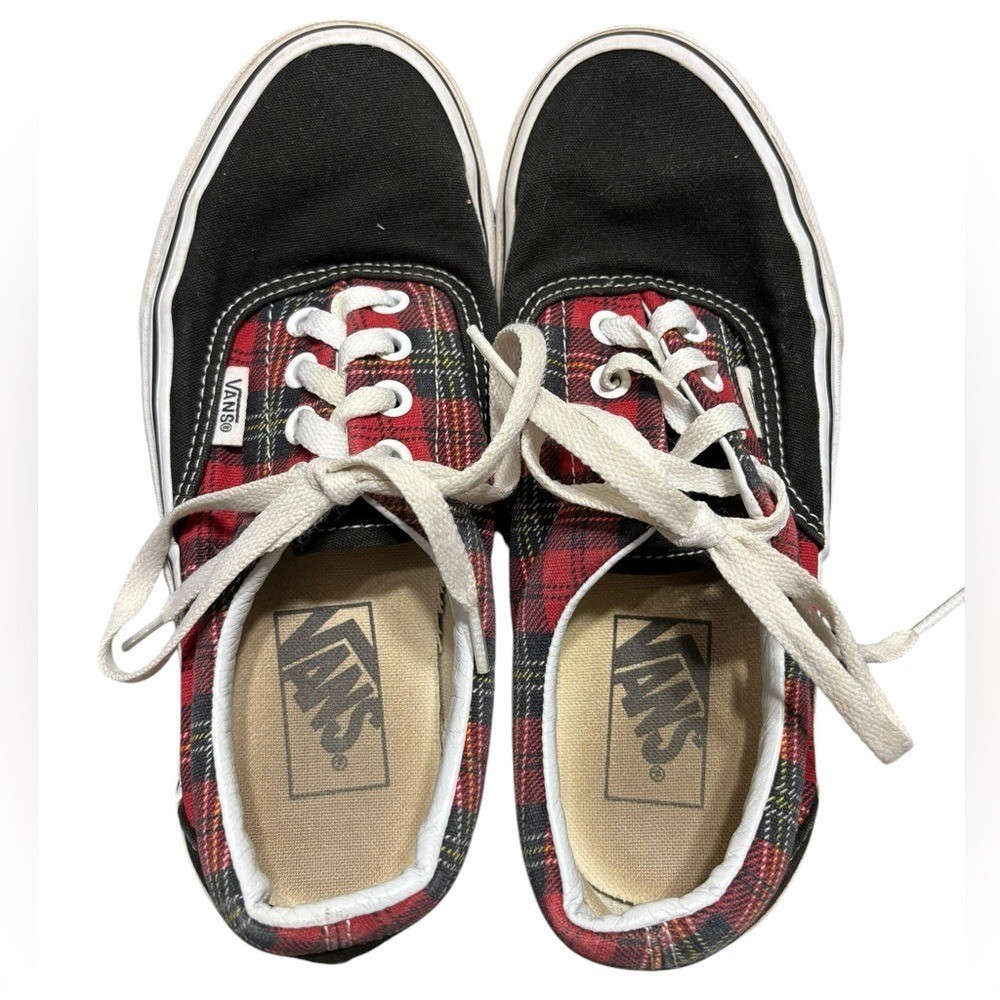 Vans Plaid Black and Red Sneakers