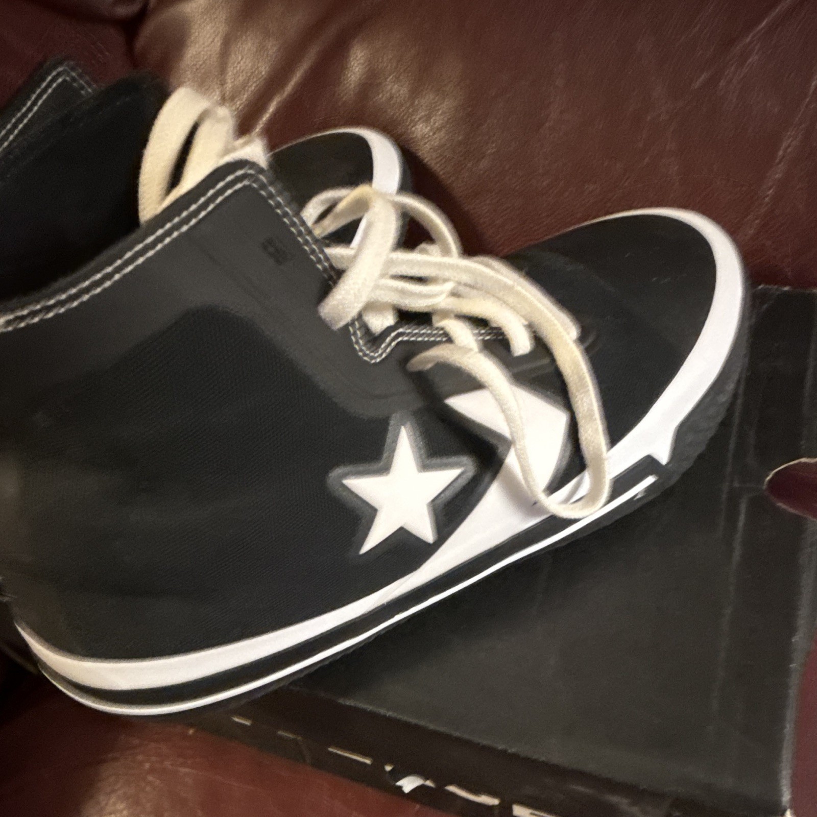 Converse Men’s Black/White Mid Top Lace-Up Athletic Sneakers Rubber Sole