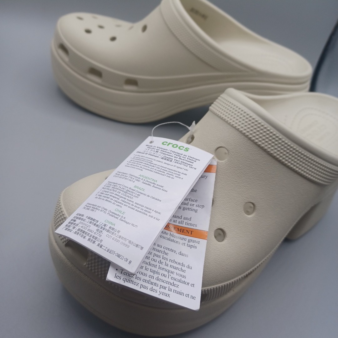 CROCS Siren Clog Platform High Heel Shoes Beige Logo Fun Women’s Sz 11 NEW