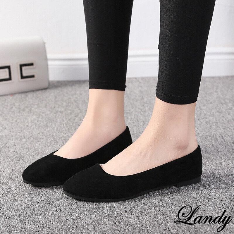 Womens Flat Suede Ballet Ballerina Bridal Slip On Casual Pumps Shoes Oversize