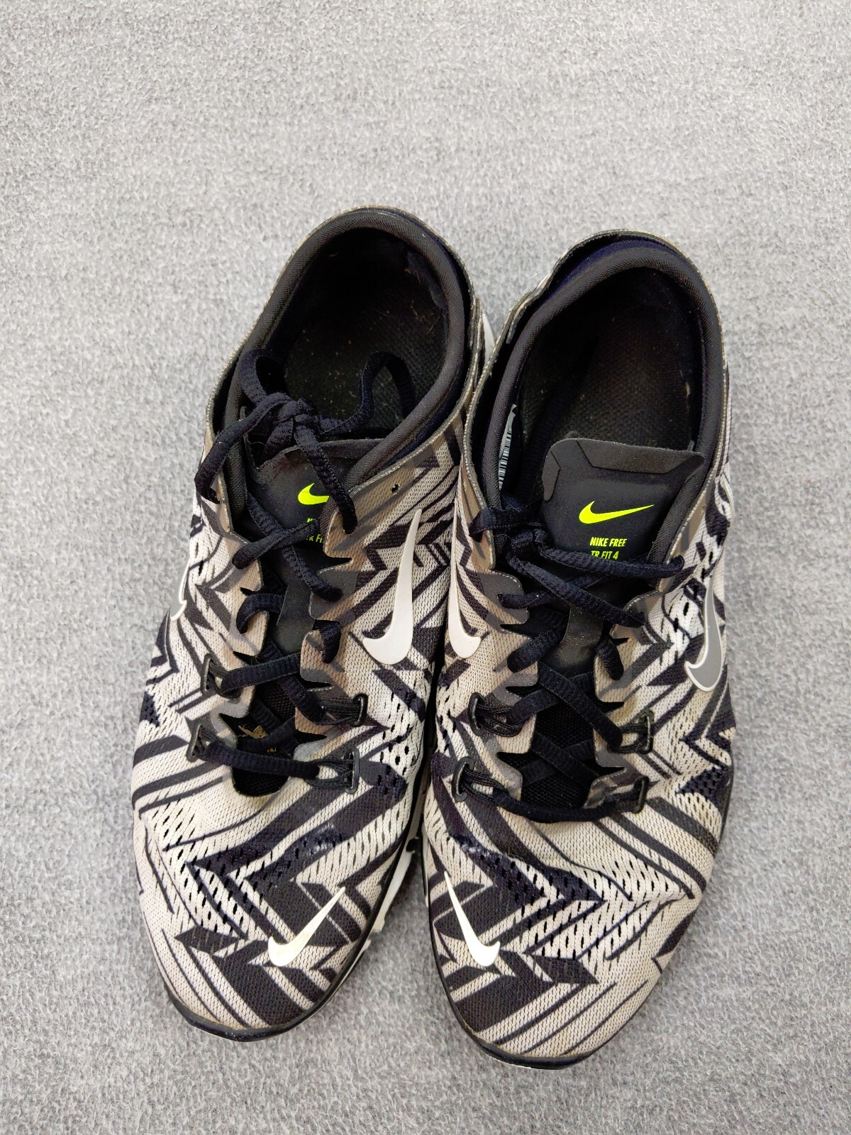 Nike Free TR Fit 4 Womens 8 39 Black Gray Zebra Running Shoe Jogging Flexible