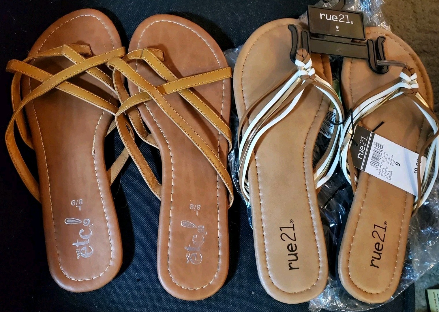 NEW Rue 21 Brown White Gold Sandals Size 9 ETC! Brown Size 8/9 LOT 2 Pairs Women