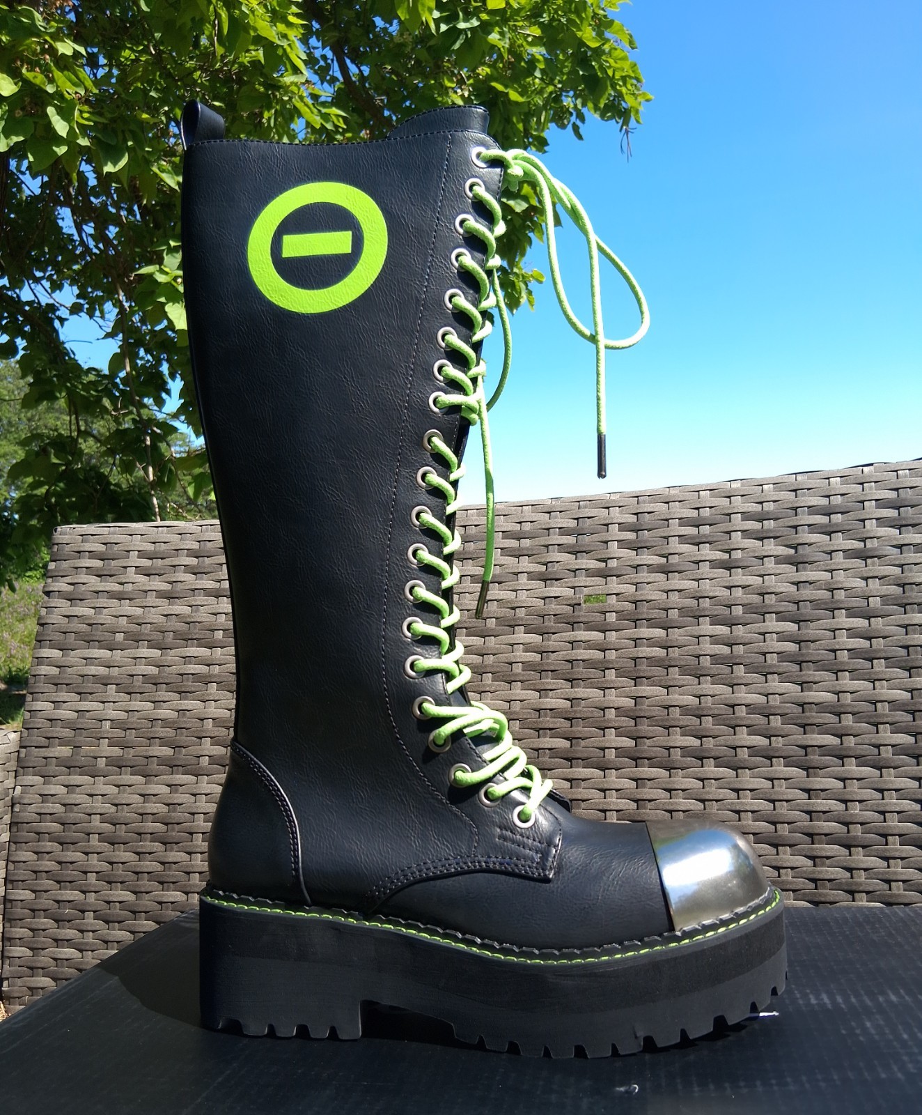 Dolls Kill® x Type O Negative™ Steel Toe Lifted Combat Boots | Size 11