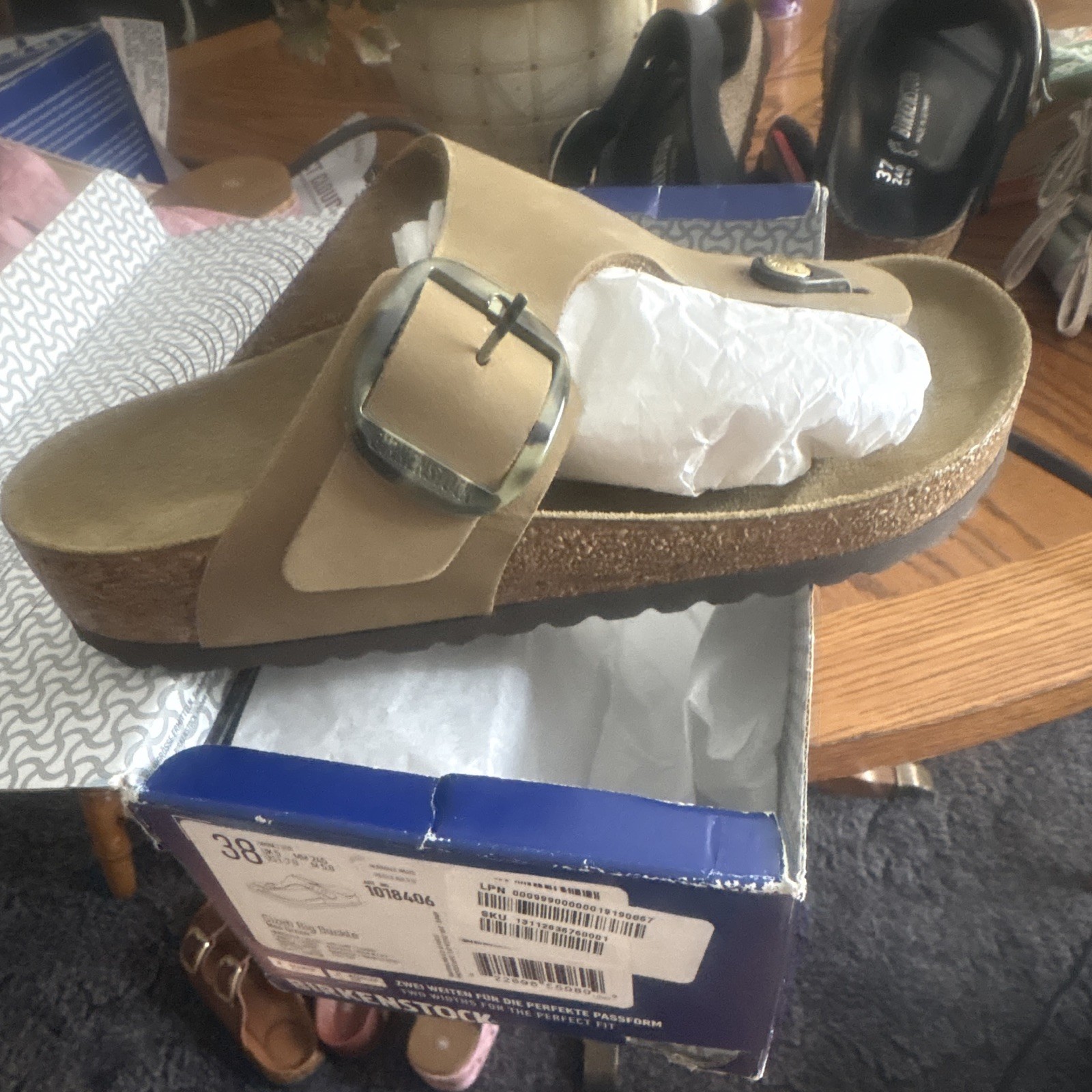 Birkenstock Gizeh Big Buckle Mud Green Thong Sandals EU 38 US 7 Regular