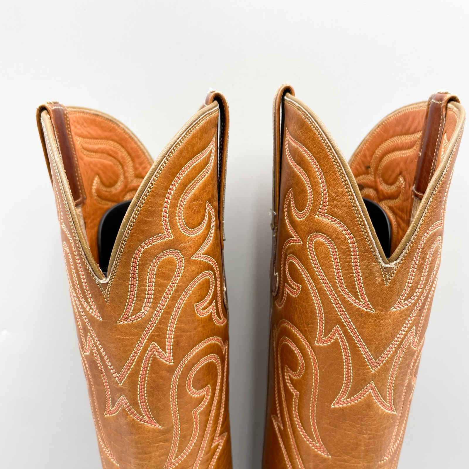 Vintage Lucchese Womens 6B Tan Leather Tall Western Cowboy Riding Boots Coastal