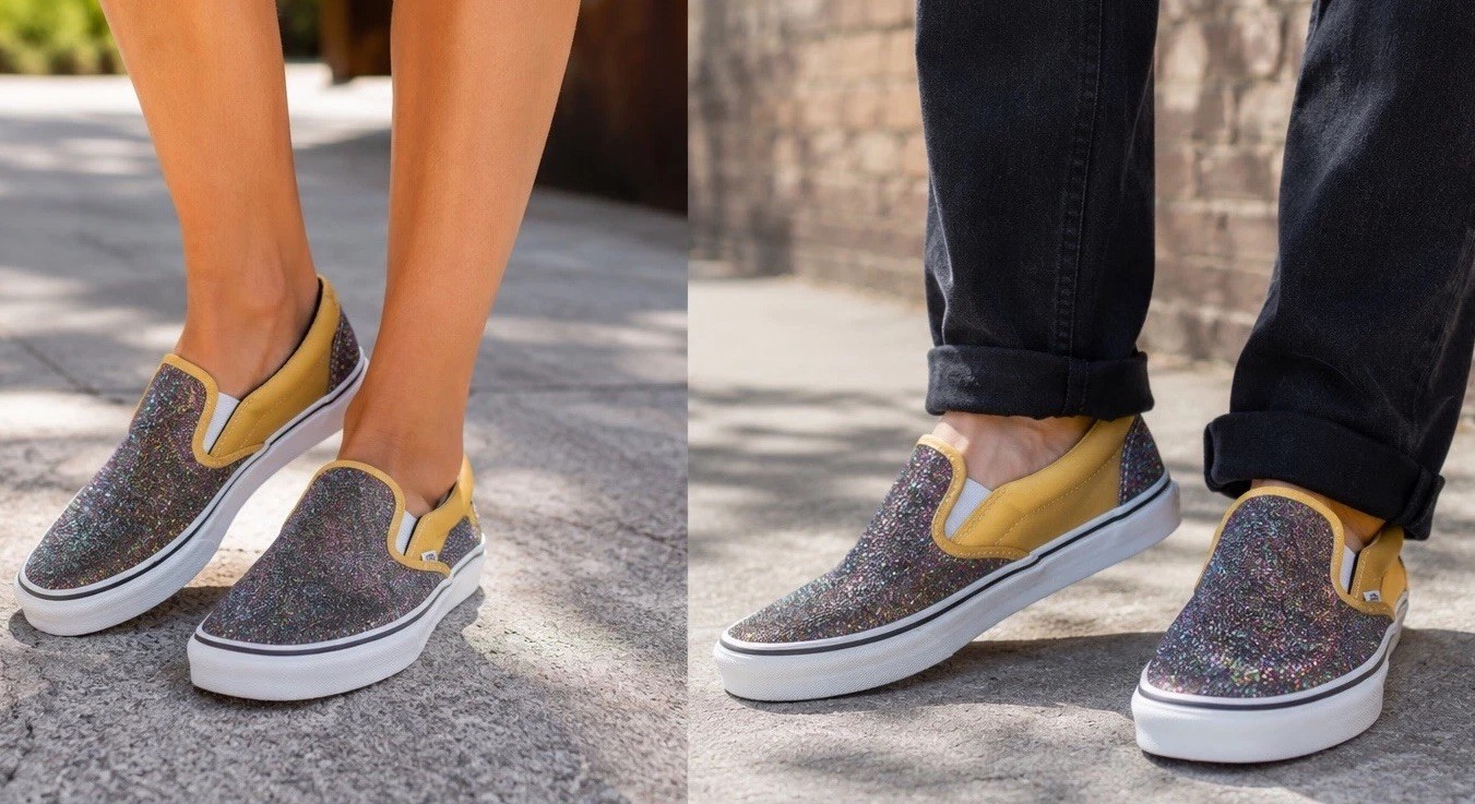 Vans Classic Slip-On Glitter Gunmetal Sparkle Shoes Women’s 10/ Men’s 8.5