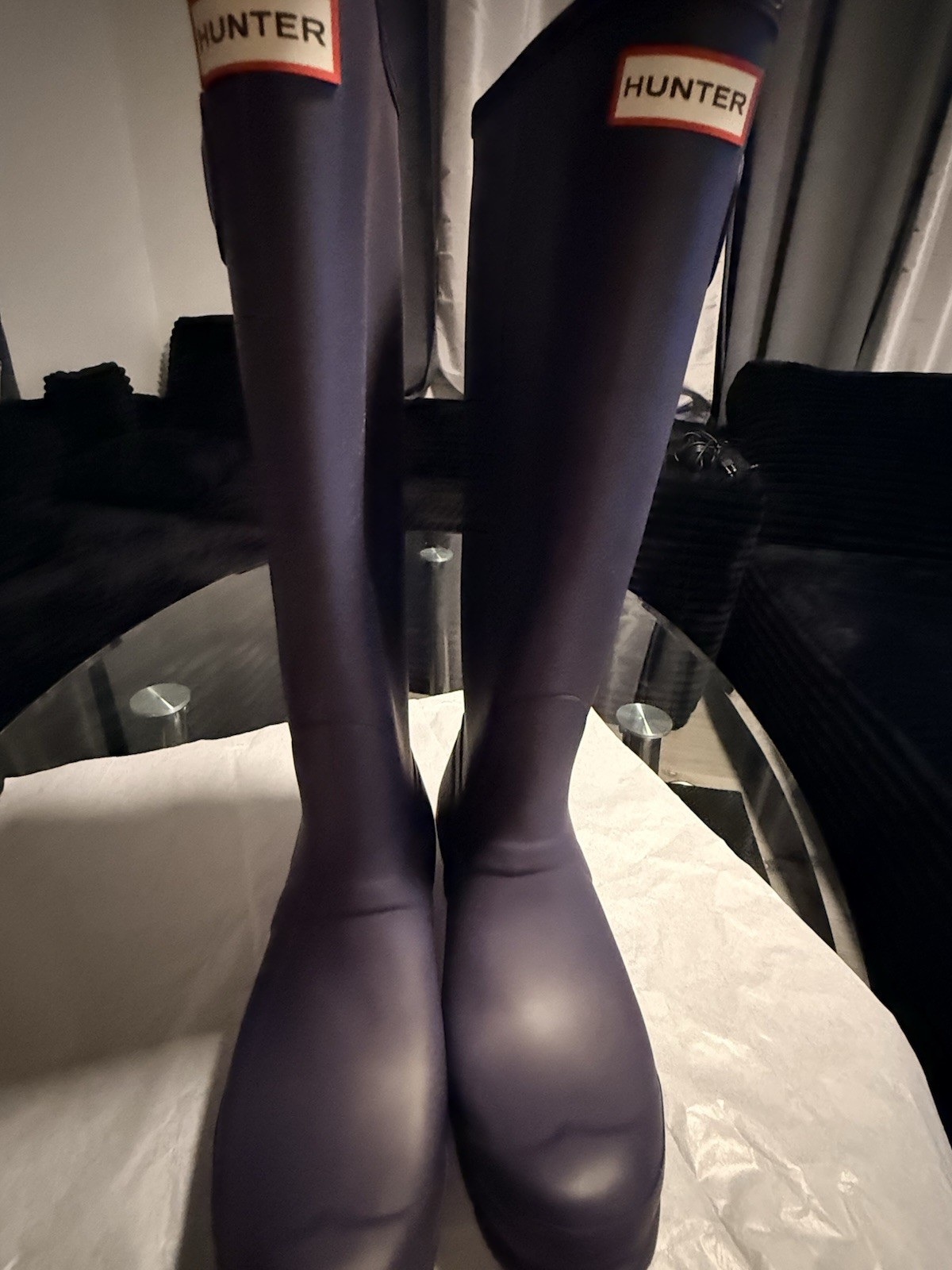 Hunter Original Tall Rain Boots Dark Purple Plum Women Size 10 Waterproof EU 41