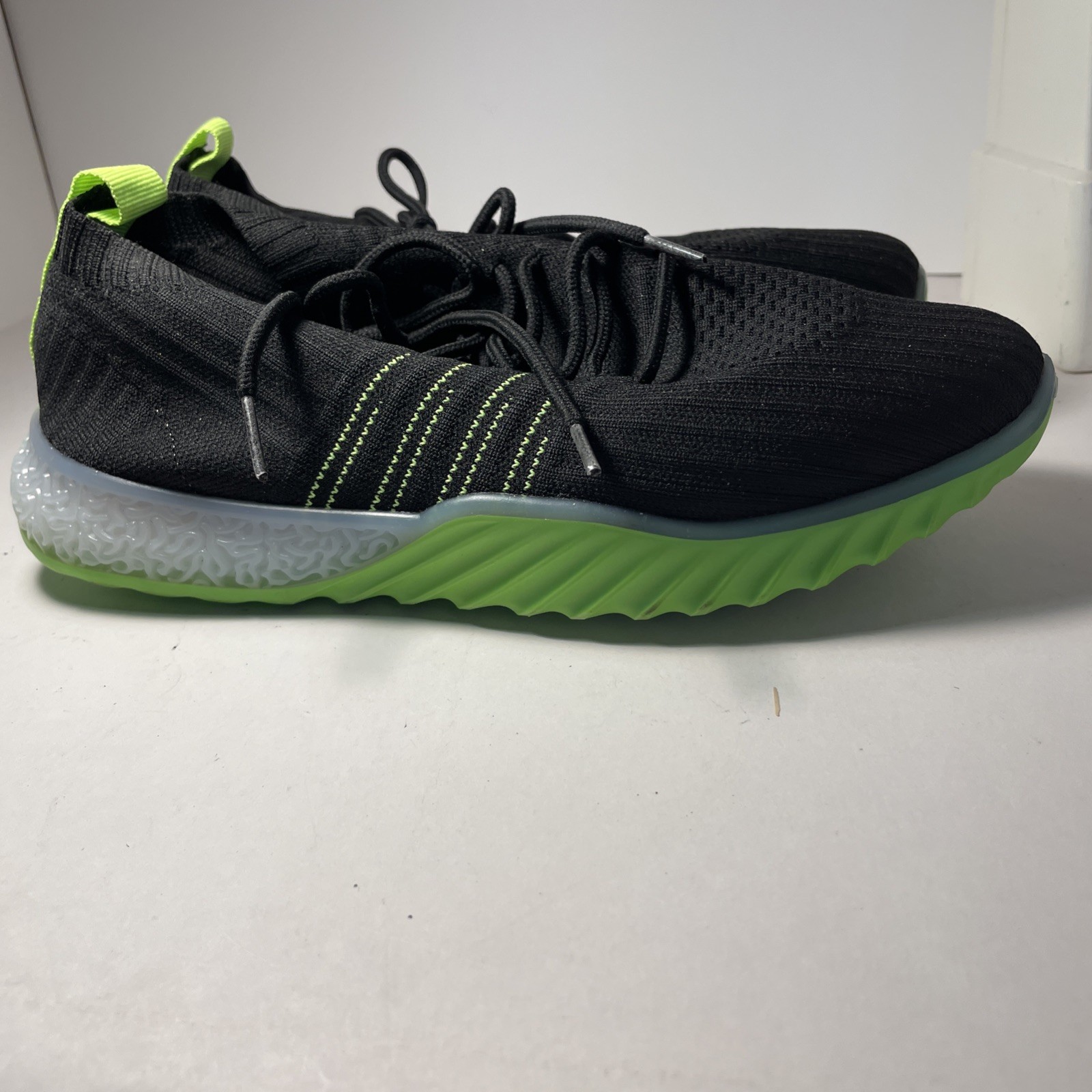 DANSKIN POSITIVE LOAFER SHOES SLIP-ON KNIT SNEAKERS BLACK LIME GREEN 9