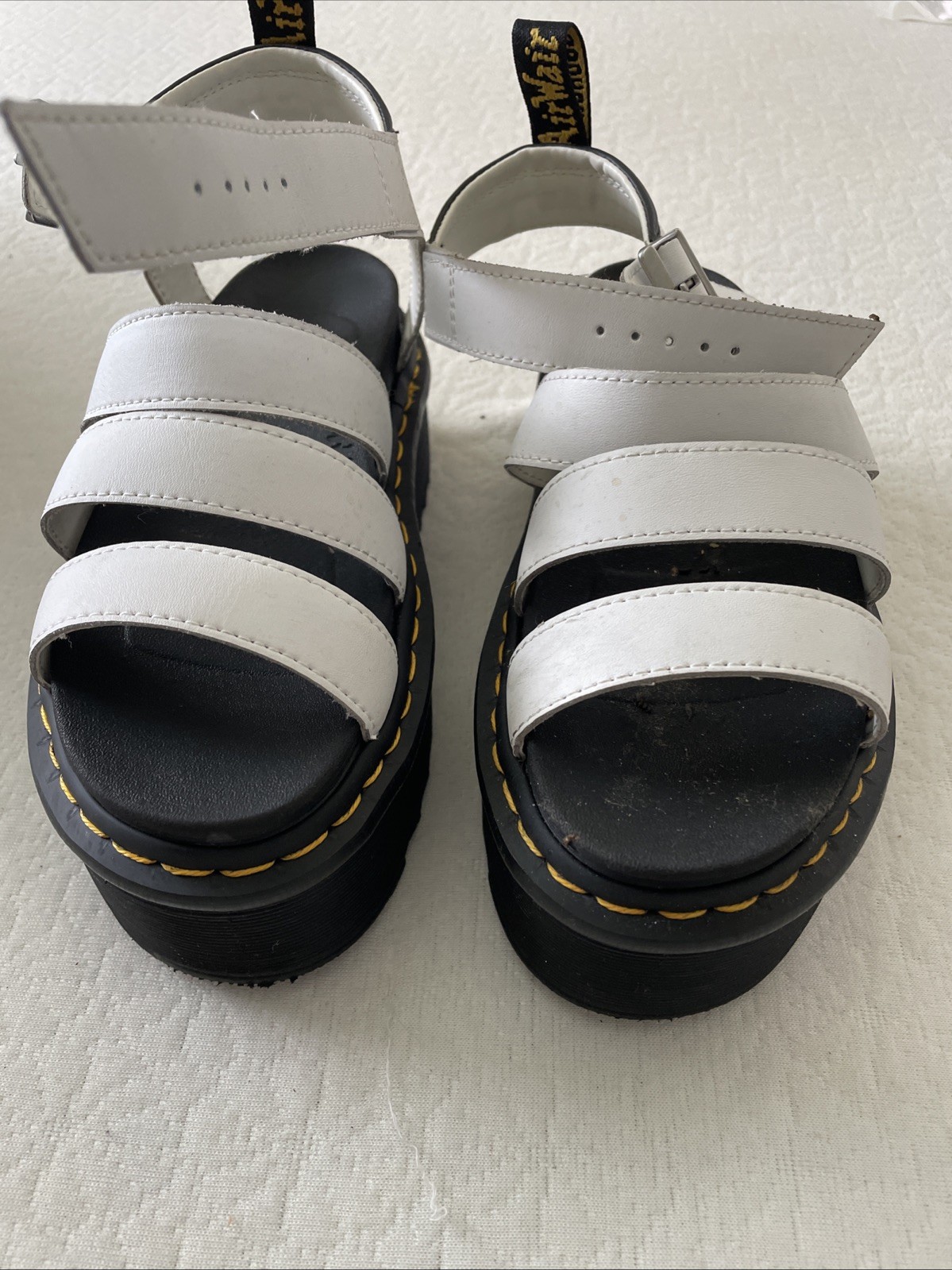 Dr Martens Blaire Quad White Hydro Leather Platform Sandals Strappy Women US 7