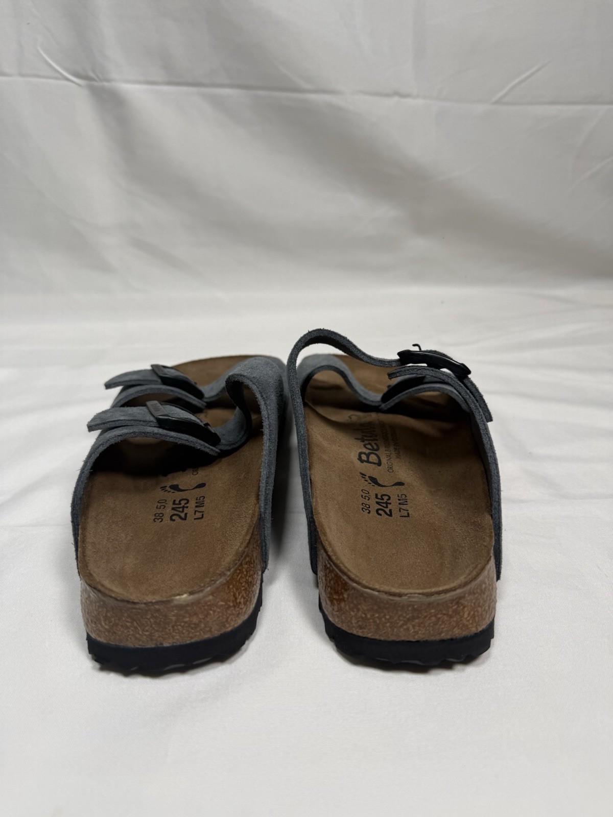 NEW Birkenstock Betula Samba Two Strap Sandal Grey Suede EU 38 L7 M9 Narrow