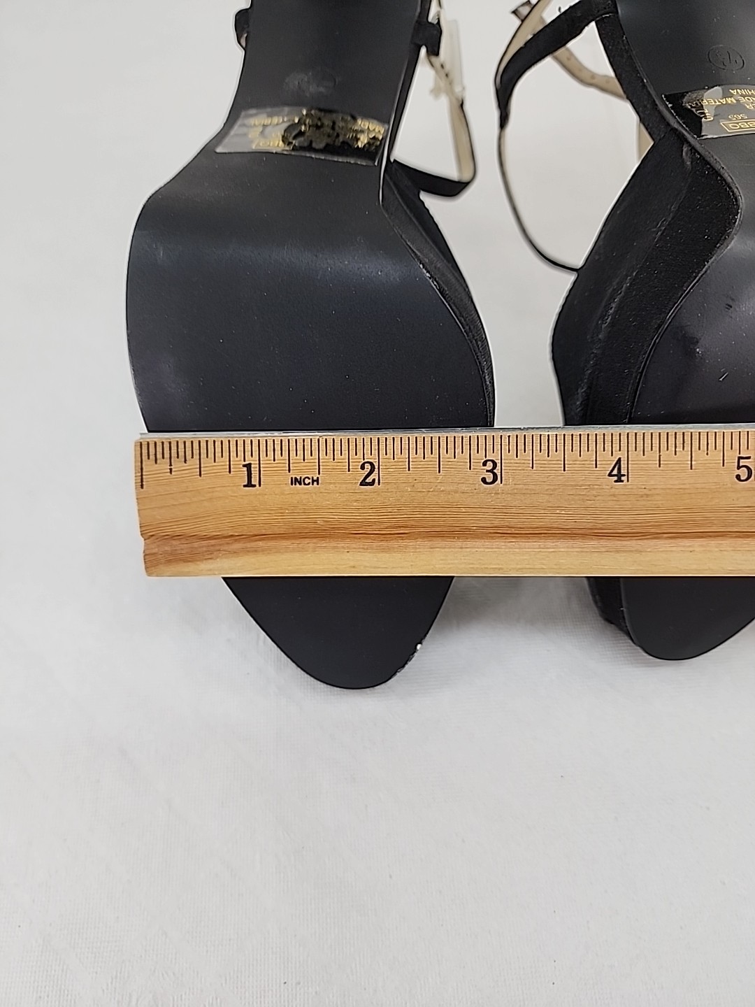 MAINFRAME Black Stiletto Heels 7.5 Shoes Ankle Strap Peep Toe 4.5″ Vintage Y2K
