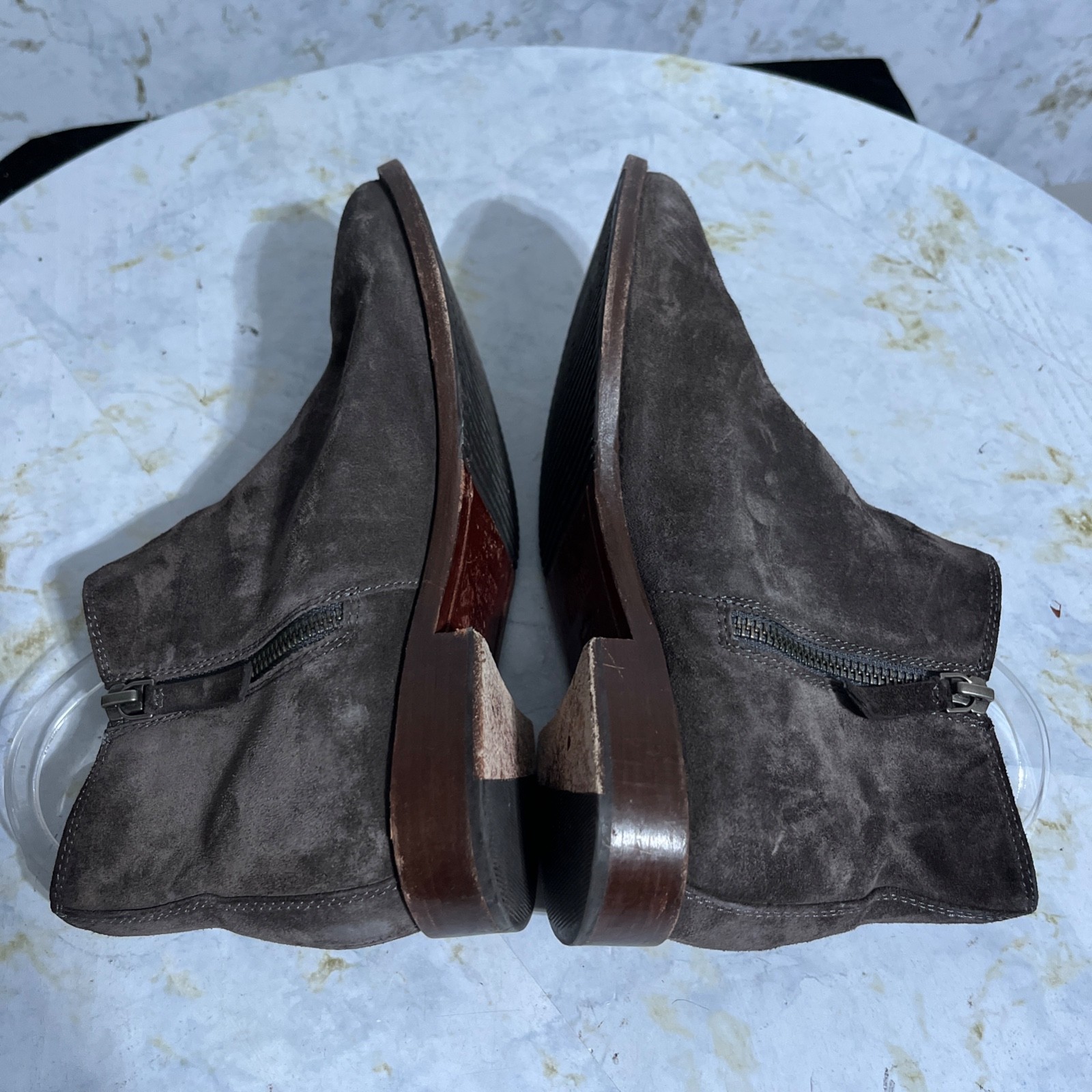 Johnston Murphy Women’s Size 7.5M Shoes Brown Suede Zip Up Comfort Ankle Boots